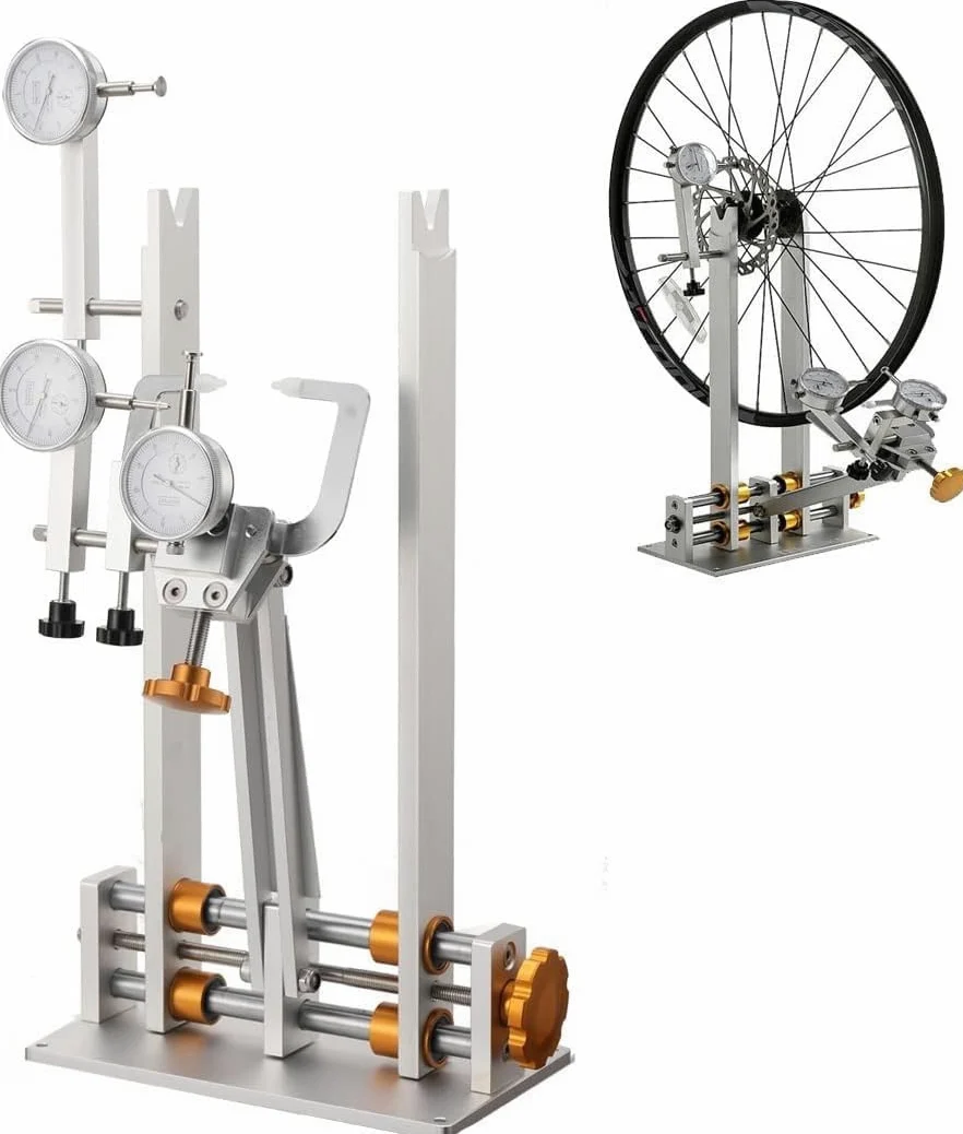 Soporte Profesional Para Centrar Ruedas, Soporte De Mantenimiento De Bicicletas De Aleación De Aluminio Con Soporte Para Rodamientos Y Llave Para Radios Multi-g, Punteras Ajustables Bujes 55-200 Mm