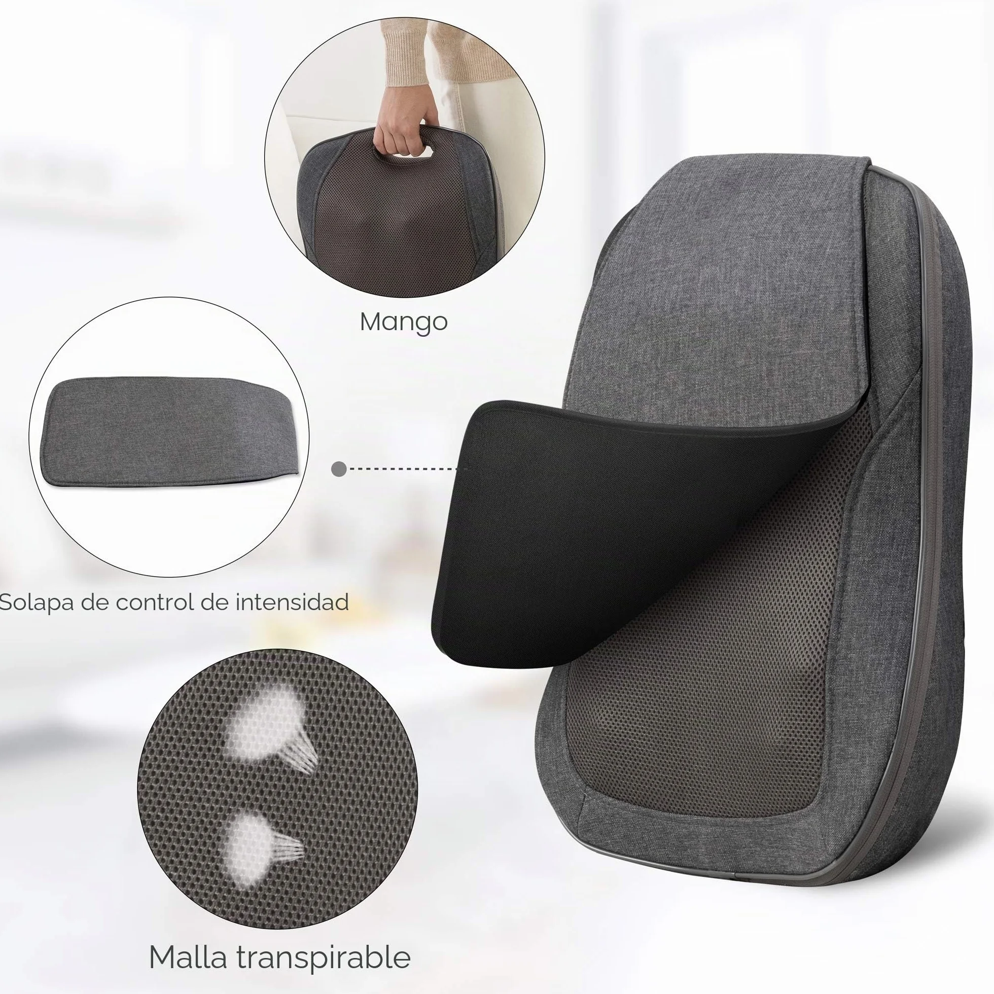 Comfier Shiatsu Masajeador de Espalda Cojín con Calor Portátil para Silla