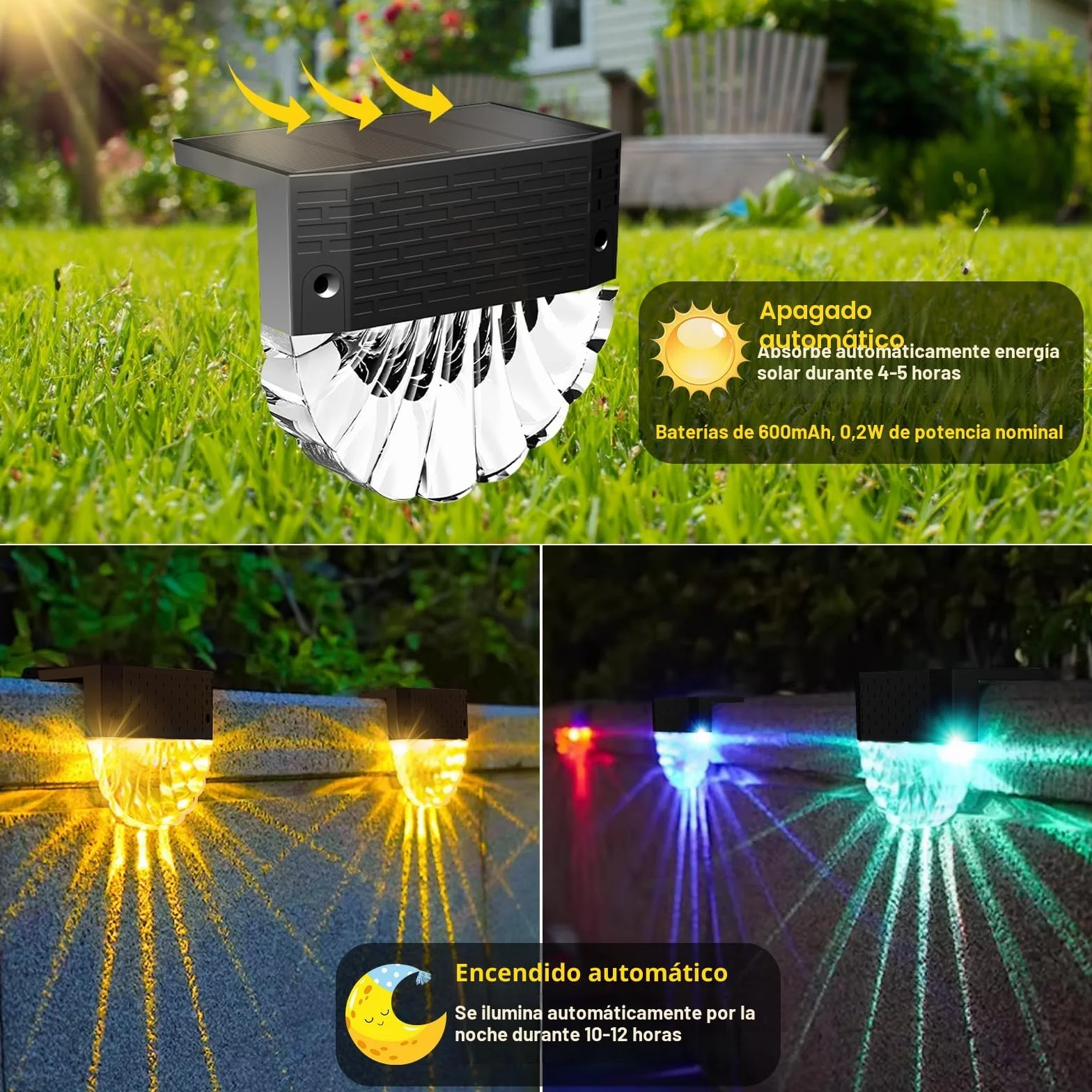 FIFlying Luces Solares LED Exterior Jardin 6 Piezas IP65 Impermeable Focos LED Auto ON/OFF