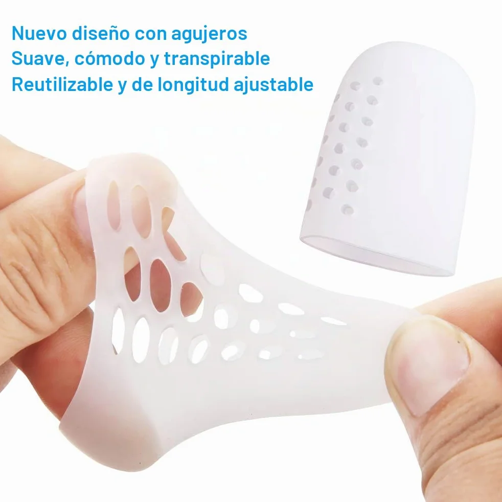 Punteras de Silicona para Dedo Gordo, Protector Dedo Gordo Pie, 10 Piezas, Mangas Transpirables, Evita Callos y Ampollas