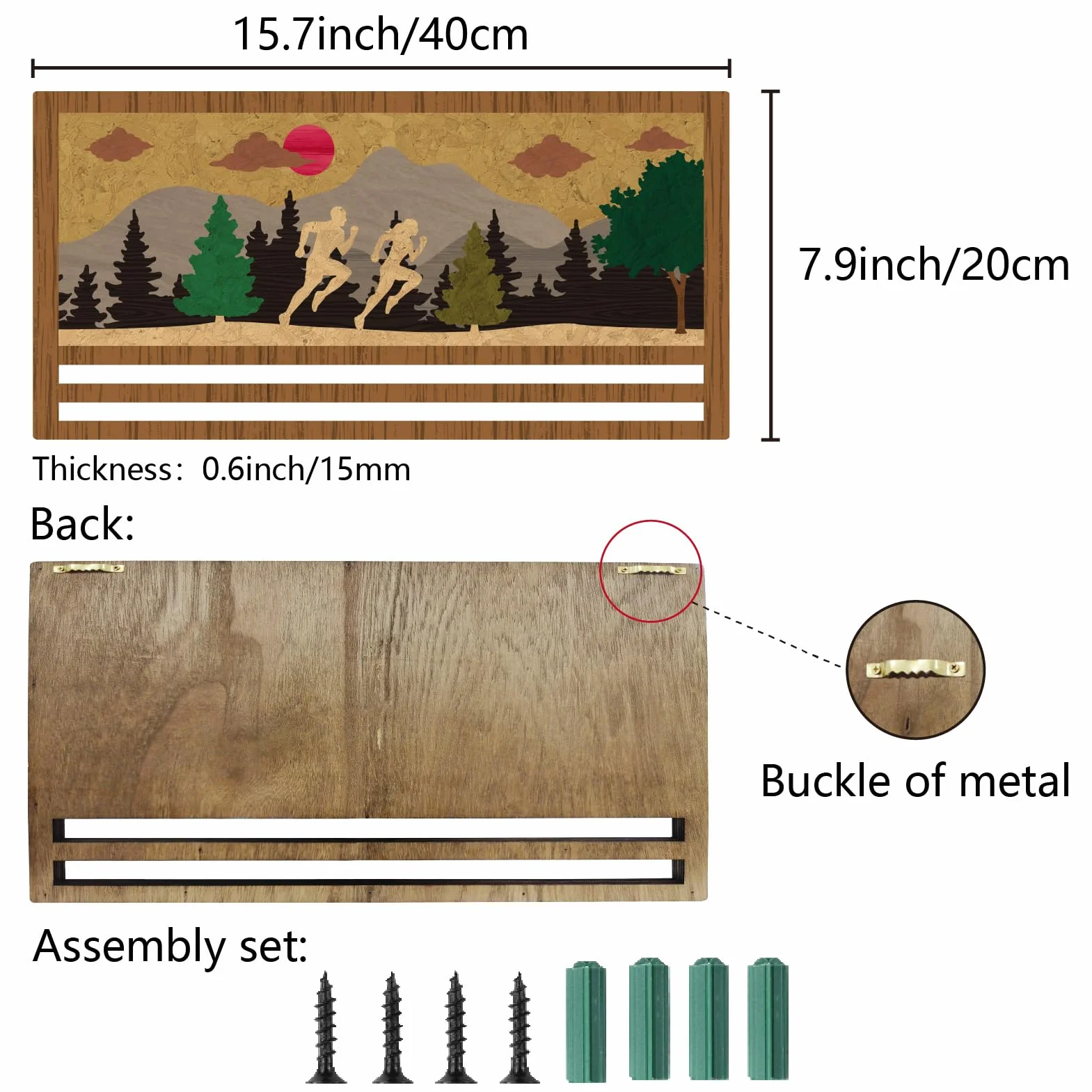 CREATCABIN Soporte para Medallas de Corredor de Madera, Patrón 3D, Capacidad 30 Medallas