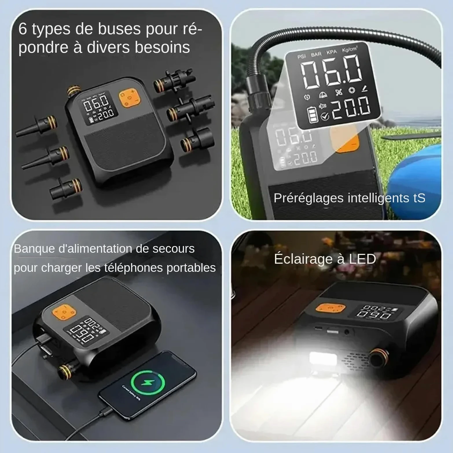 Kayak Air Pump, Paddle Board Electric Air Pump 25 PSI, High | Capacidad de 8000 mAh, compresor de aire inalámbrico portátil para inflatables, camping, aire Beds, 350 l/min