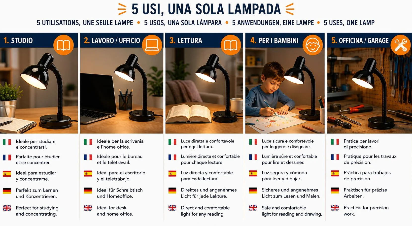 Velamp Charleston lámpara de mesa E27