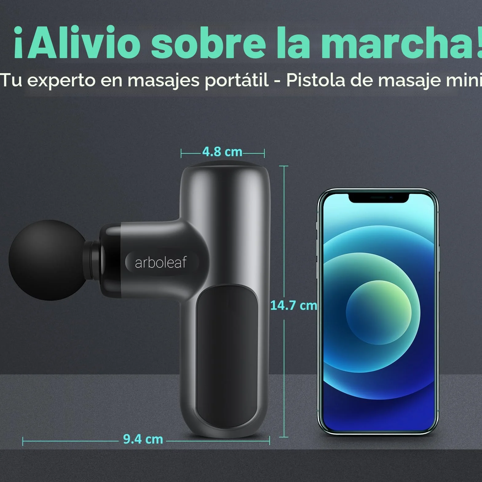 arboleaf Mini Pistola de Masaje, Masajeador Muscular Profesional 3200 rpm 5 Velocidades Silencioso