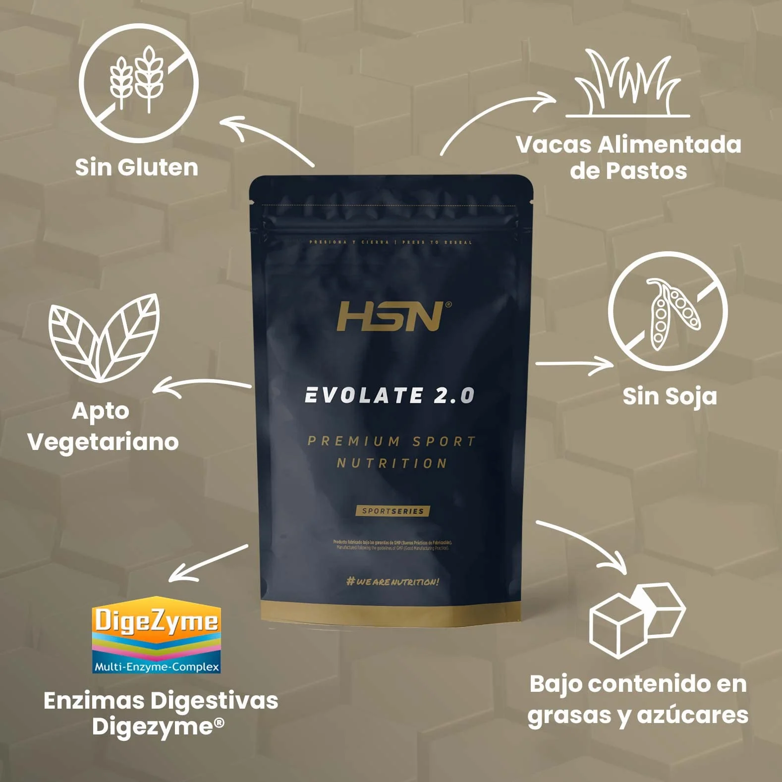 HSN Aislado de Proteína de Suero CFM Evolate 2.0 Chocolate 500g Whey Protein Isolate 90% Enzimas DigeZyme No-GMO Vegetariano Sin Gluten