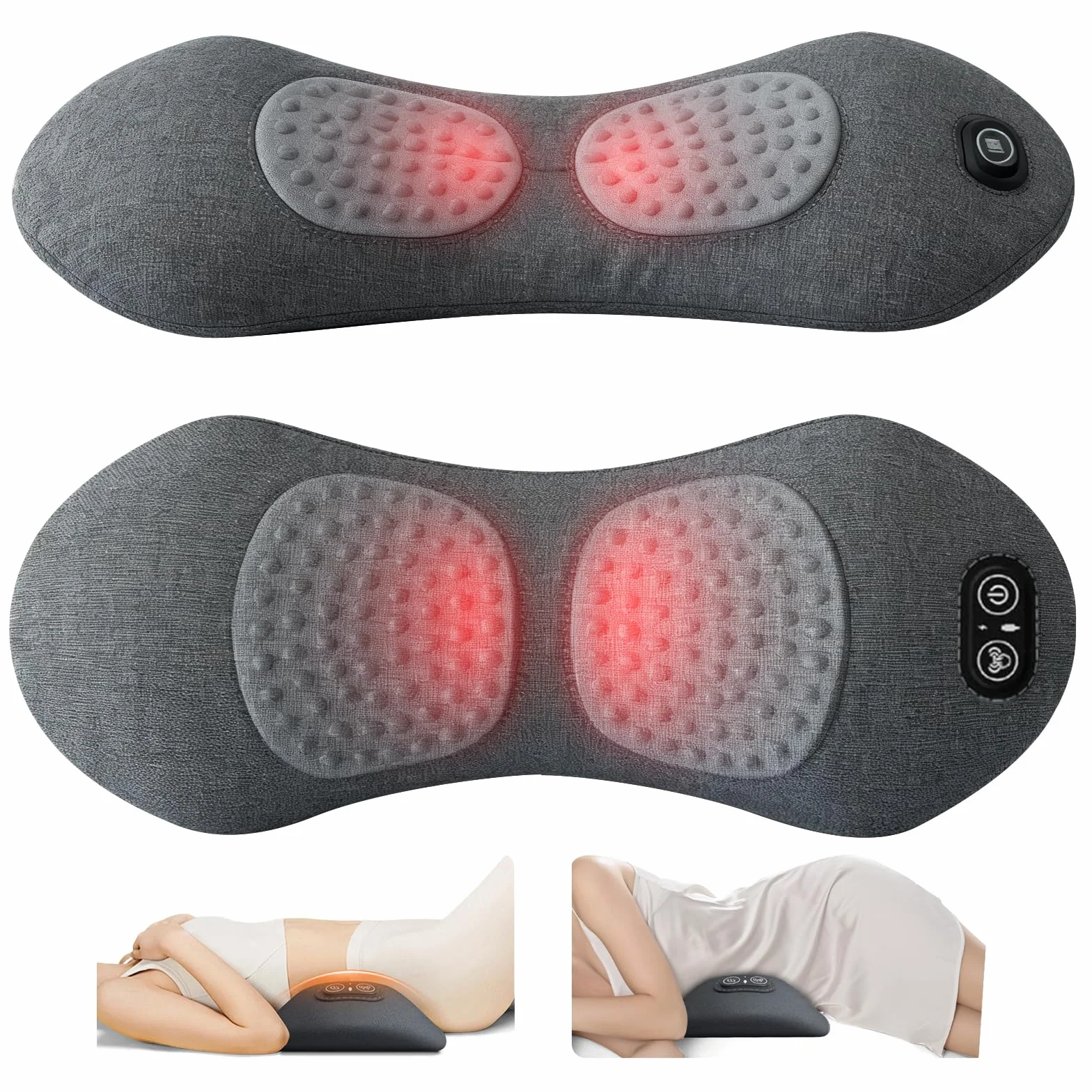 Masajeador lumbar eléctrico 3 en 1 con tracción, vibración y calor