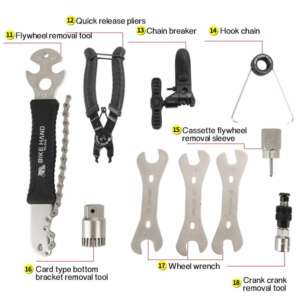 Kit de Herramientas para Bicicletas Juego de Reparación de Bicicletas Multifunción Accesorios Completos para Equipos de Ciclismo de Bicicleta de Carretera MTB