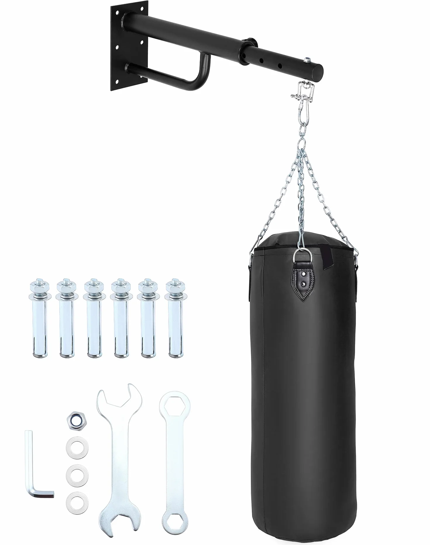 QWORK® Soporte para Saco de Boxeo de Acero Macizo, Ajustable 43-63 cm, Capacidad de Carga 150 kg