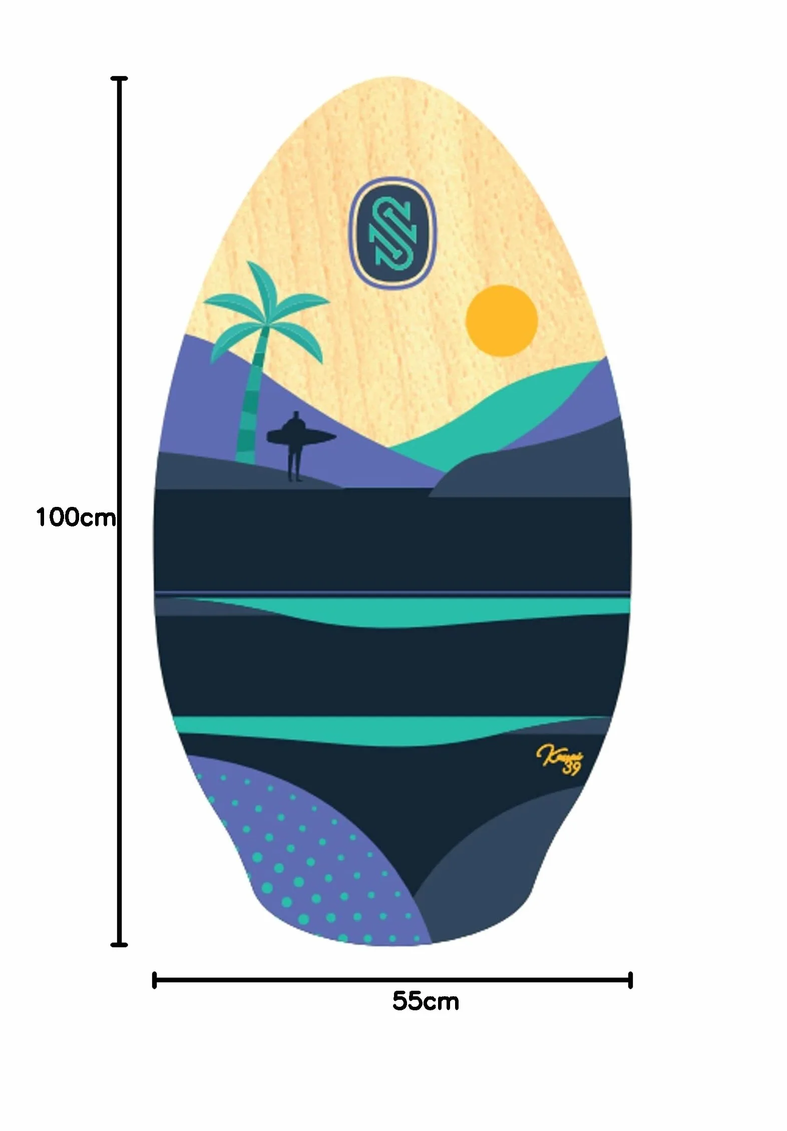 Surfboard SkimOne 39 100cm Kauai Lila Turquesa