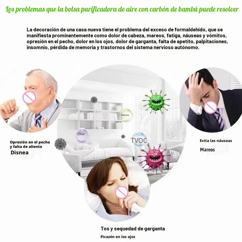 Bolsas purificadoras de olores de carbón de bambú activado 30 piezas para hogar y auto ambientador natural