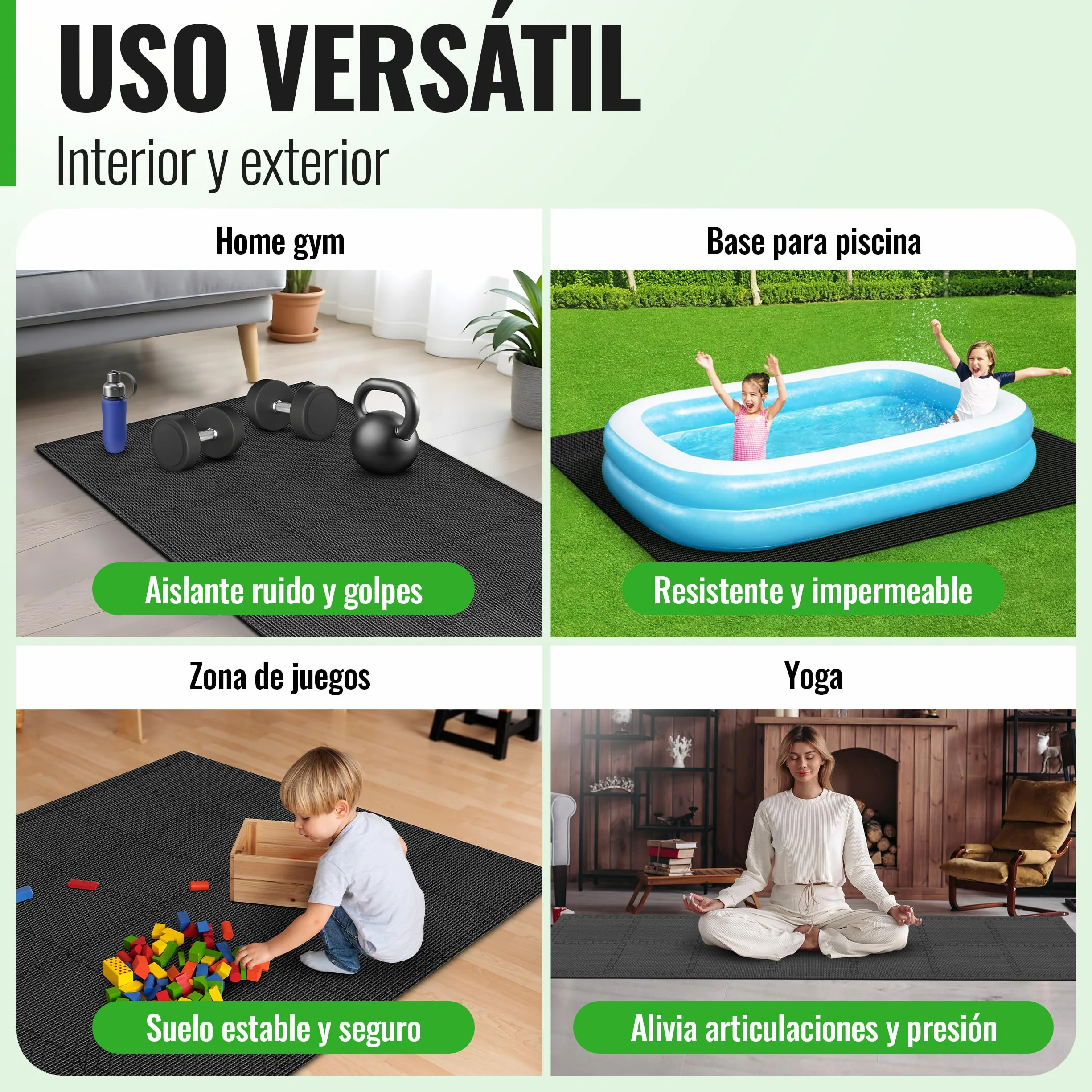 AthleticPro Esterilla protectora para el suelo Fitness [60 x 60 cm] – 18 alfombrillas extra gruesas [20% más protección] – Esterillas protectoras antideslizantes para gimnasio y dispositivo de fitness