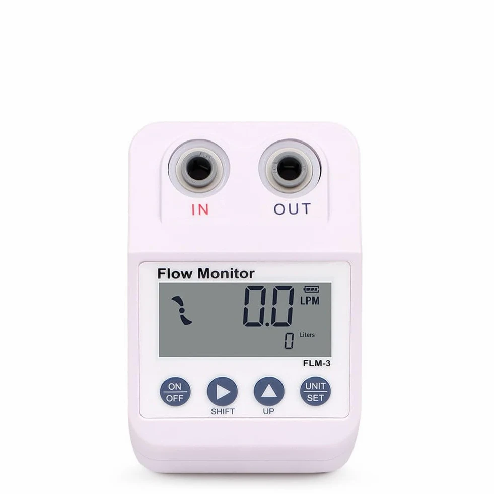Purificador de agua portátil medidor de flujo con pantalla digital con alarma para seguimiento de reemplazo de filtro y gestión de uso, color blanco