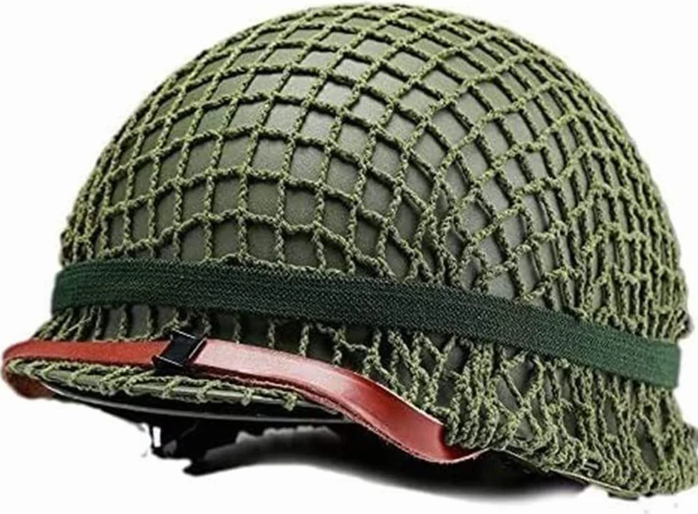 Casco Acero M1 WW2 US, WWII Equipo Militar Segunda Guerra Mundial Casco Imitación con Cubierta Red