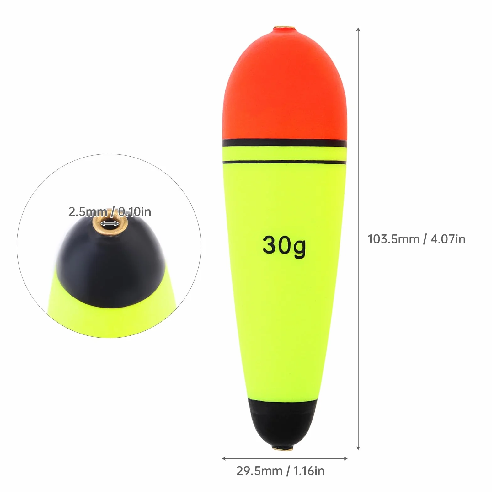 Bobbers de pesca flotadores de espuma EVA con peso, flotadores de pesca, boya de pesca deslizante, boya de pesca para agua dulce y salada (5 unidades de 30 g)
