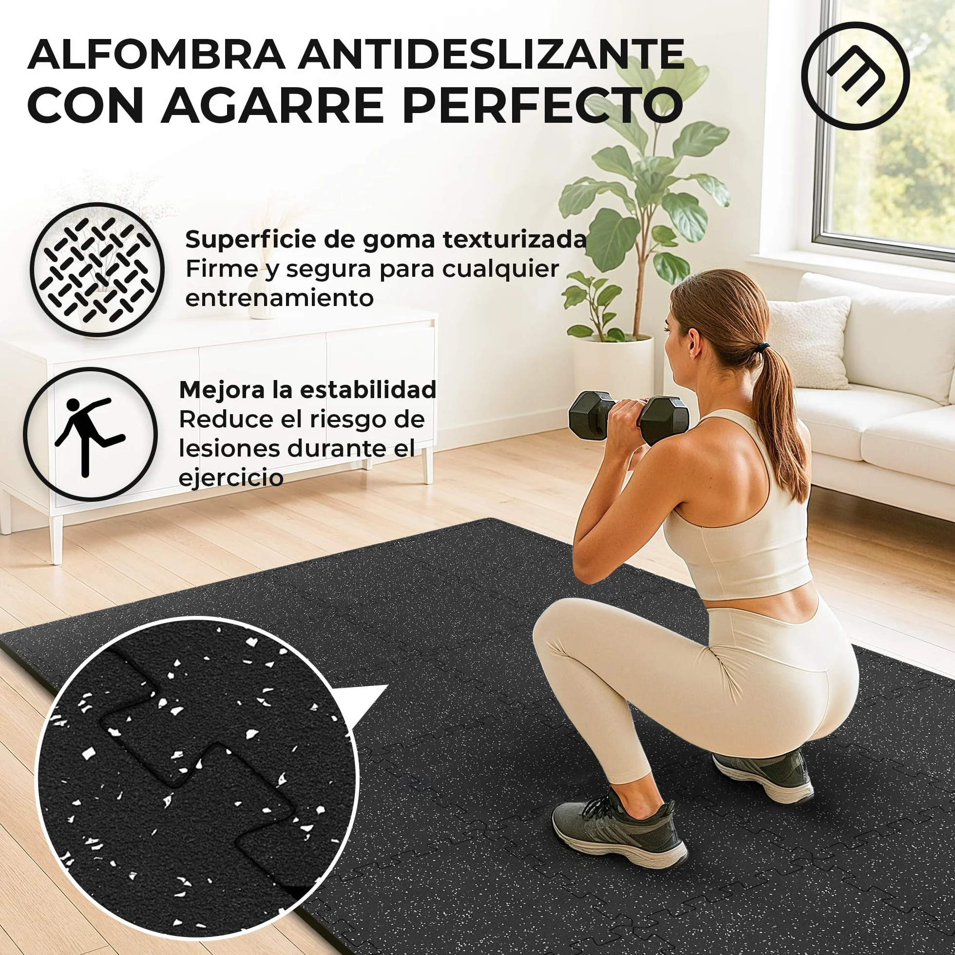 bemaxx Esterilla Fitness Suelo Gimnasio Caucho – Set de 18 Alfombras Puzzle Protector Suelo de Goma, Colchoneta Gimnasia Ejercicio en Casa, Espuma Tatami Deporte Alfombrillas Pesas Gym Garaje Piscina