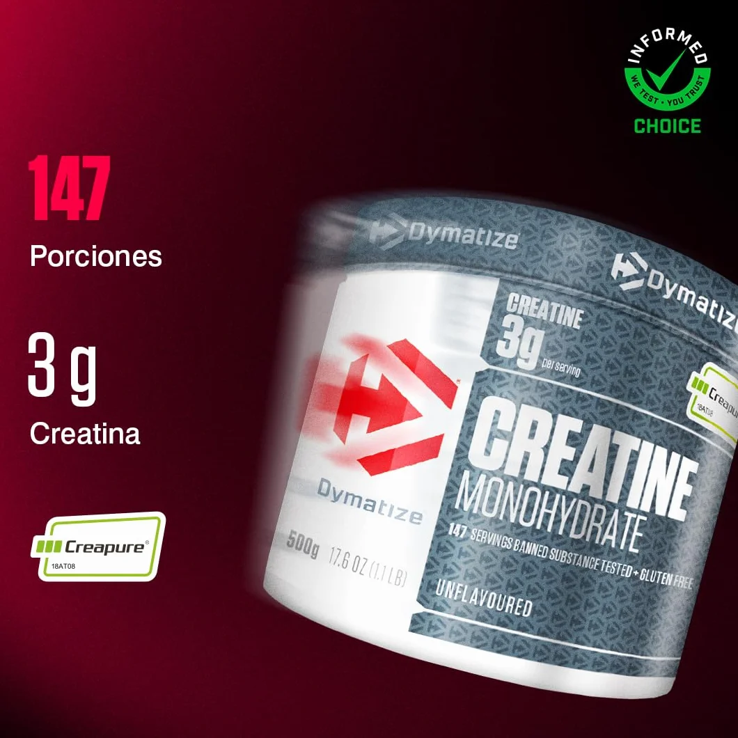 Dymatize Creatine Monohydrate Unflavoured Powder 500g Creapure Creatine