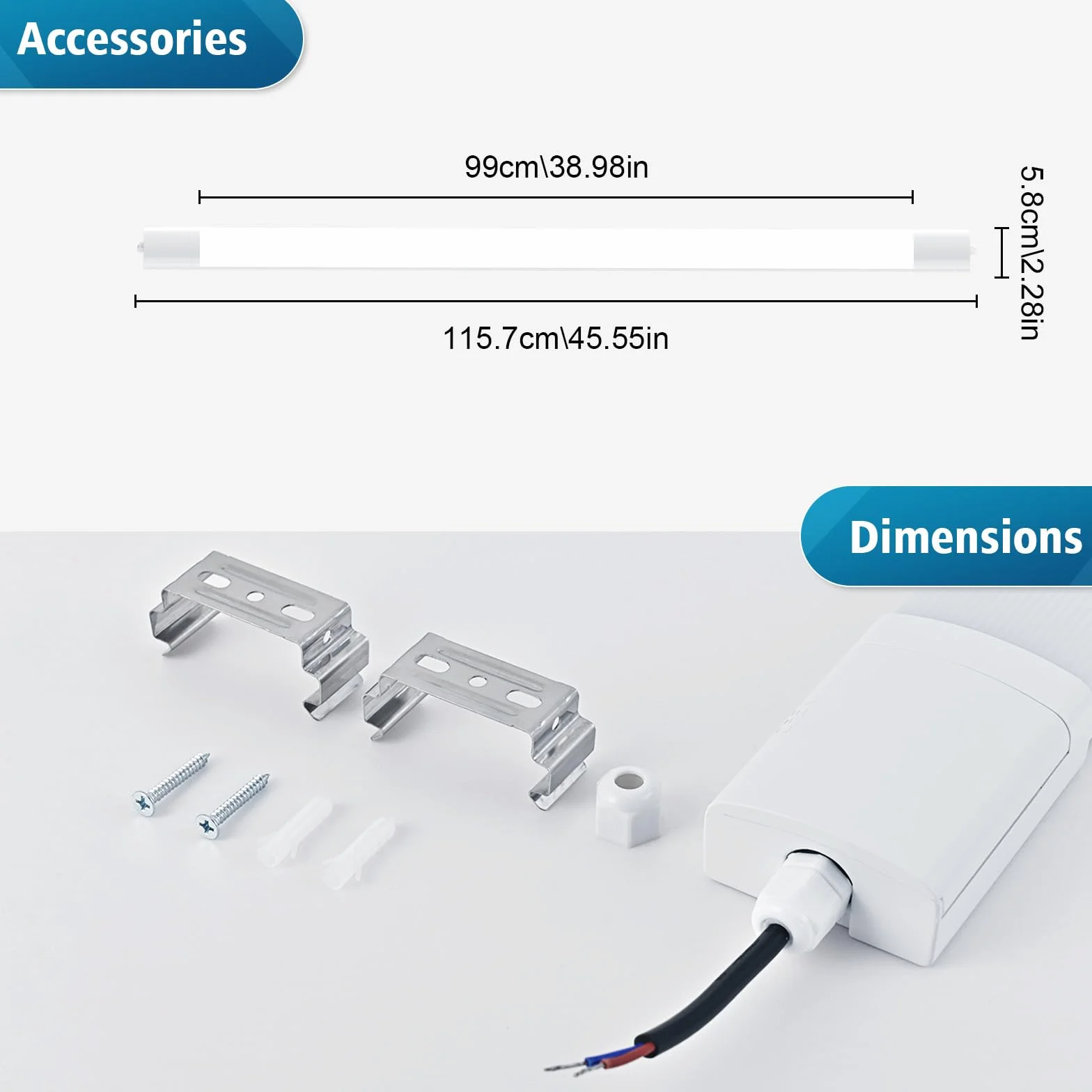 Lámpara LED de Techo Fluorescente 120cm 36W 3960LM 3000K-6500K IP65 Impermeable