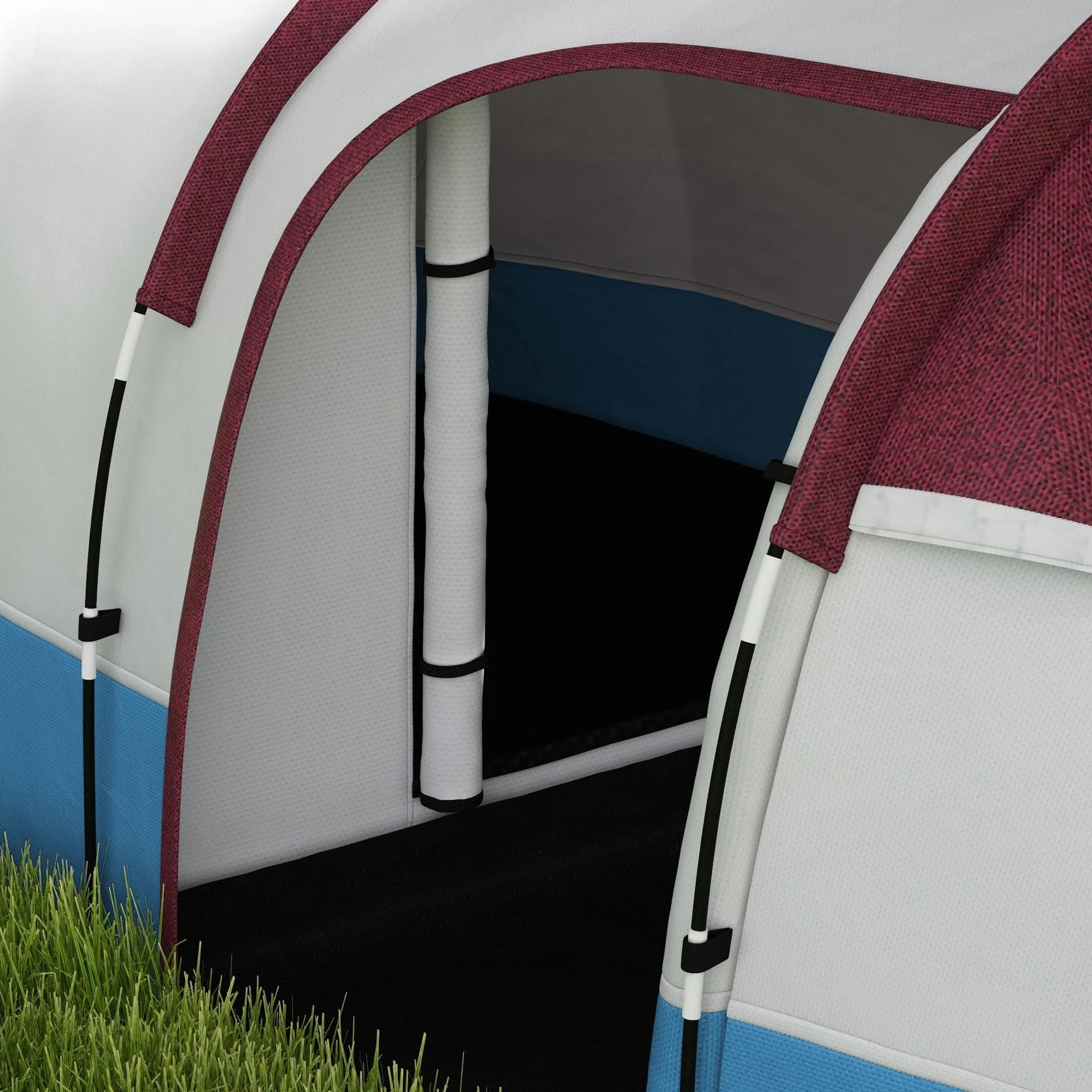 Outsunny Tienda de Campaña Familiar para 3 Personas Tienda Camping Plegable Ligera con 2 Habitaciones Bolsa de Transporte Impermeable 2000 mm para Playa Senderismo 420x200x150 cm