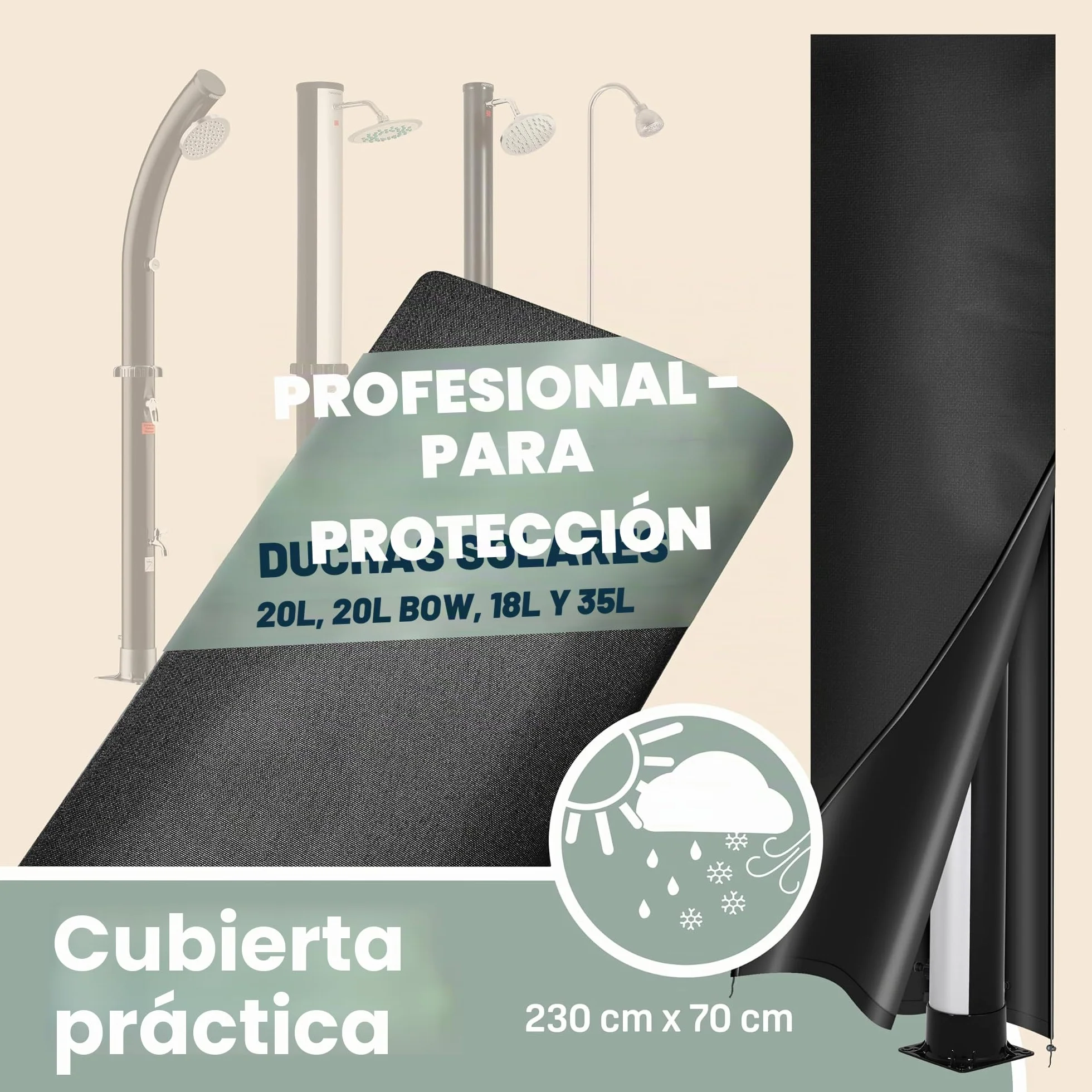 Monzana® Ducha Solar de Jardín 35L 216cm Piscina Cabezal Grande Ducha de Pies Agua Caliente 60°C