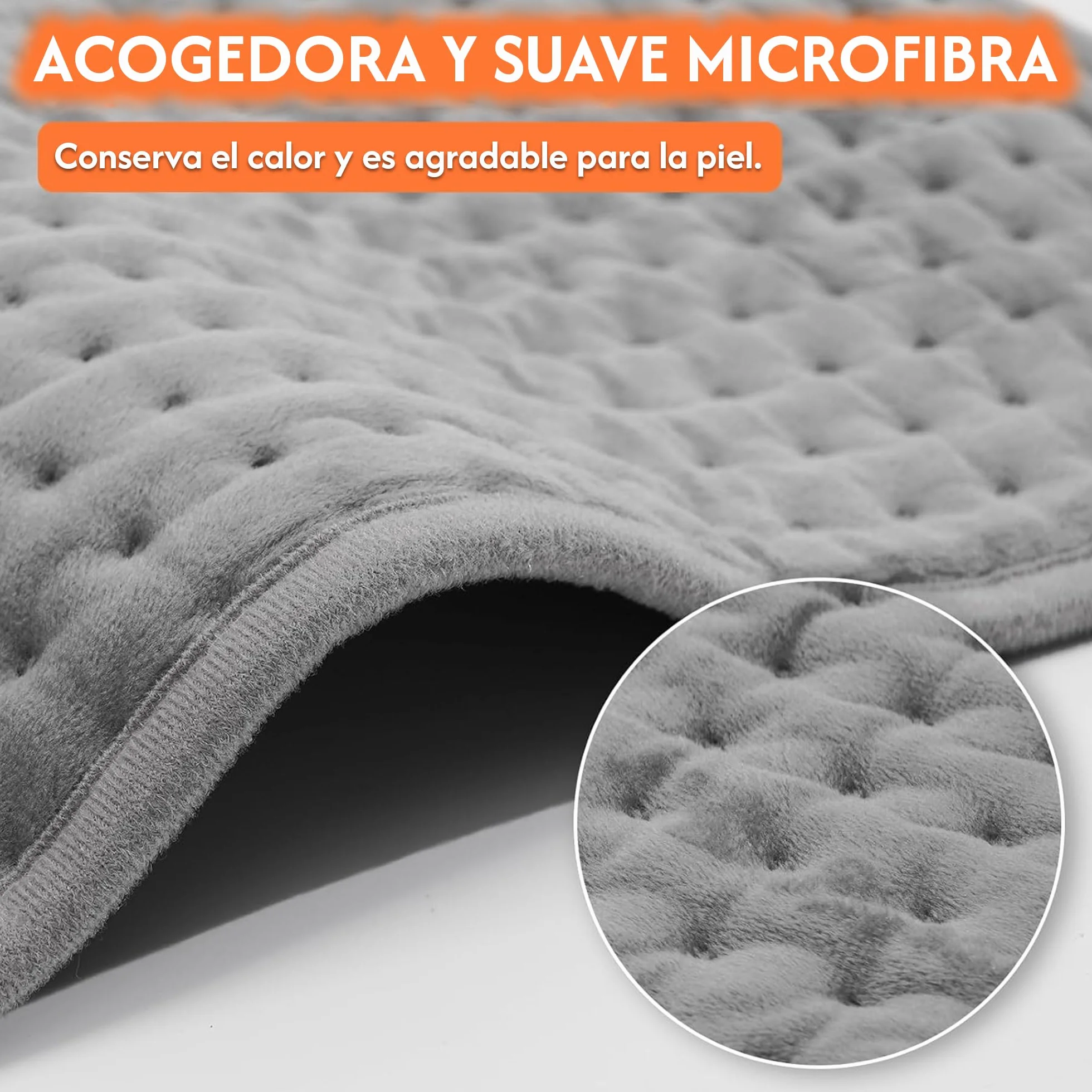 Almohadilla Eléctrica 30 x 60 cm para Espalda, Cuello y Abdomen, Cojín Calefactor con Pantalla Digital, 9 Niveles de Calor y Apagado Automático, Uso Doméstico