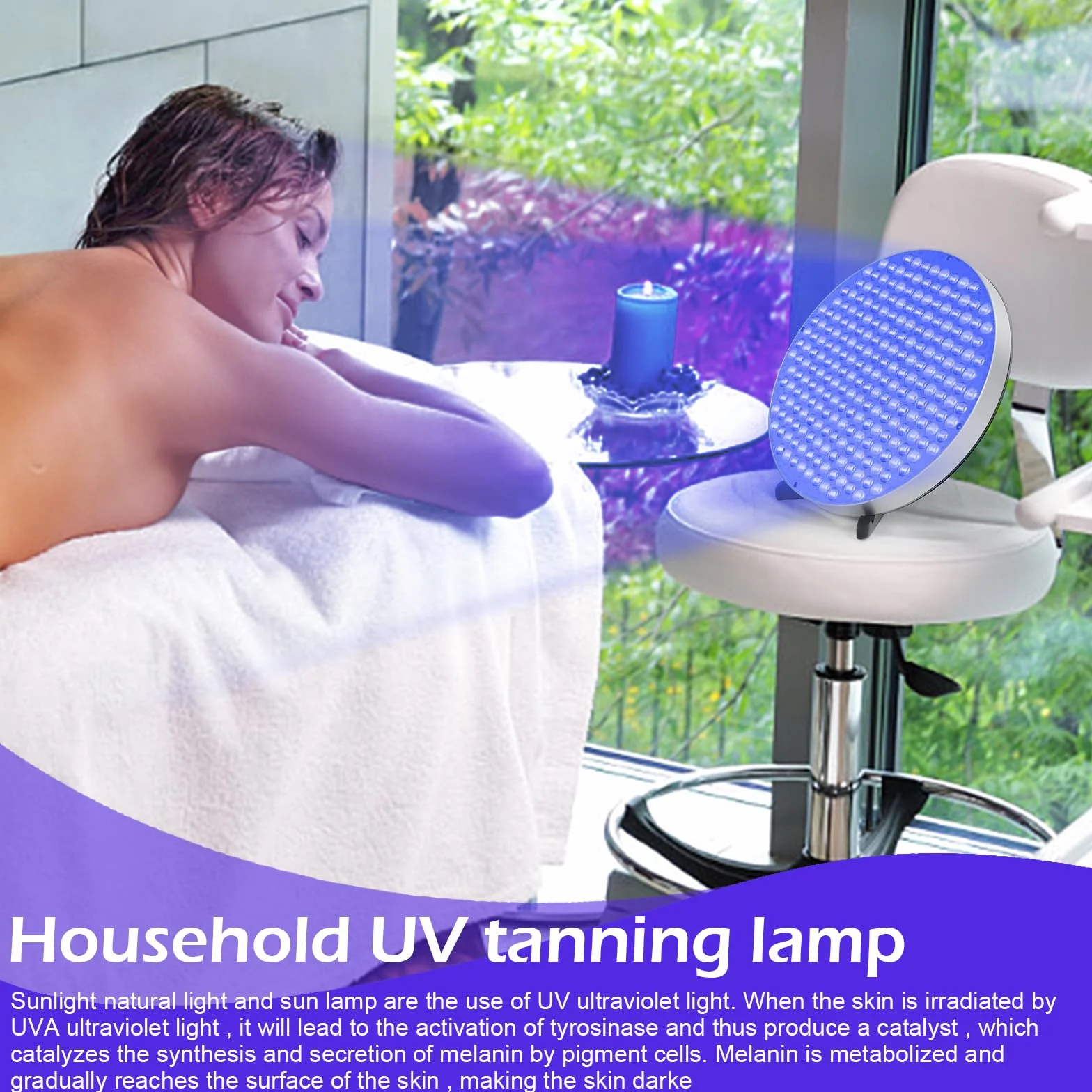 Solarium para el hogar lámpara de bronceado 250 LED 50 W bronceador facial cuerpo y cara plata con gancho