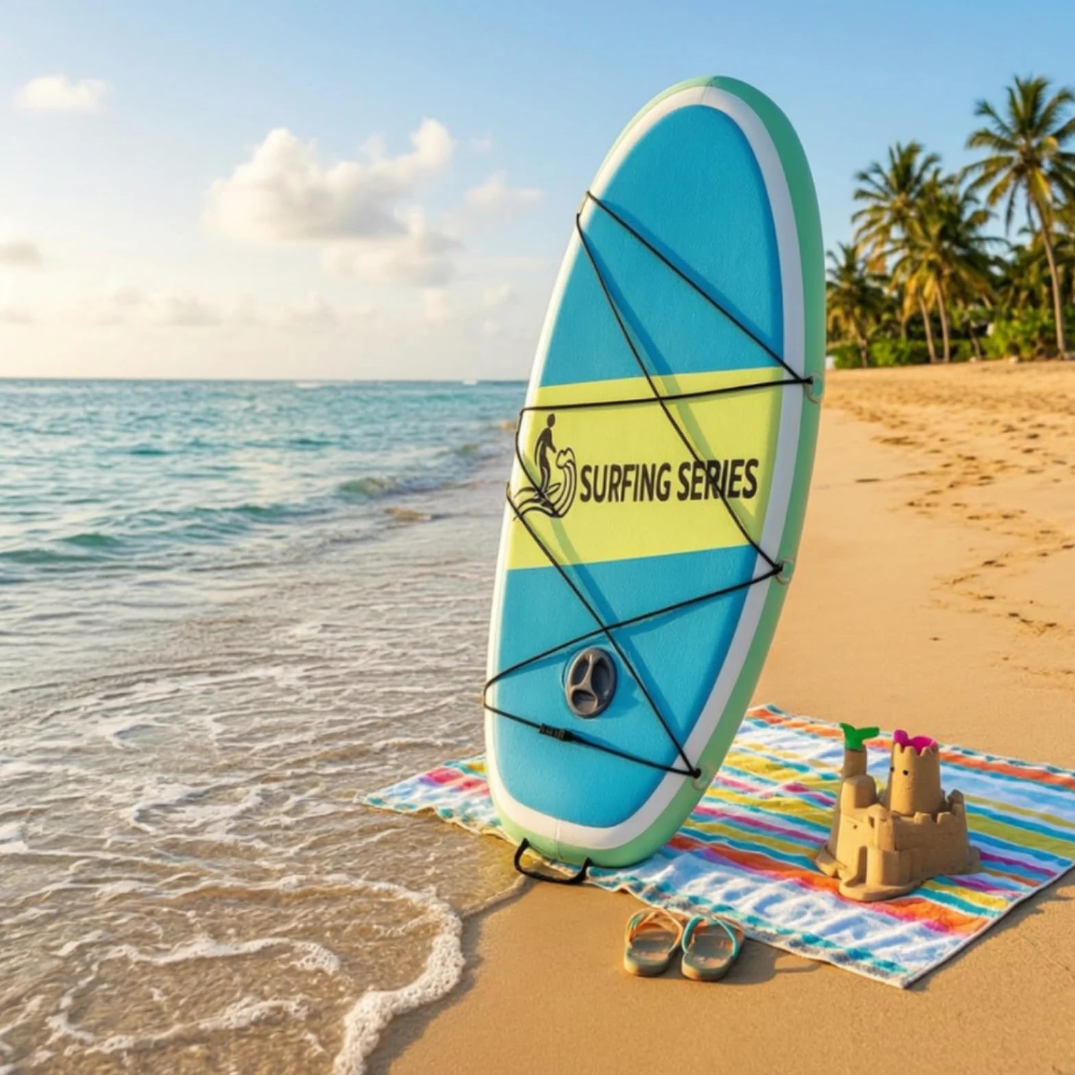 Tabla de Surf Inflable para Niños Tabla Hinchable para Principiante Tabla Acuática Infantil con Cubierta Cepillada Antideslizante y Asa Central en PVC Adecuada para Piscina Baños Calmados