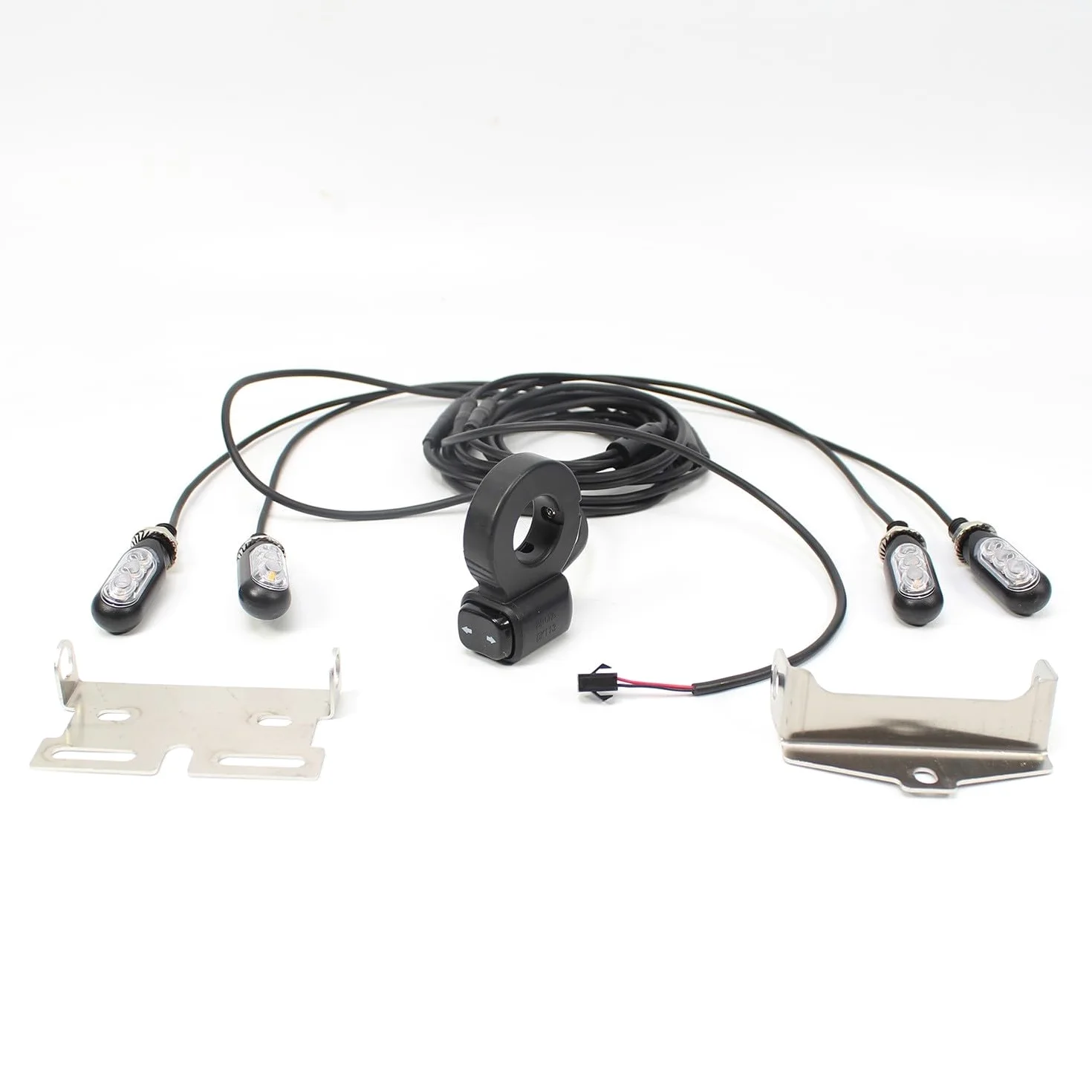 Kit de luces delanteras y intermitentes traseras de 12 V para bicicleta eléctrica, scooter, motocicleta, material ABS PC, IP65, impermeable, color negro