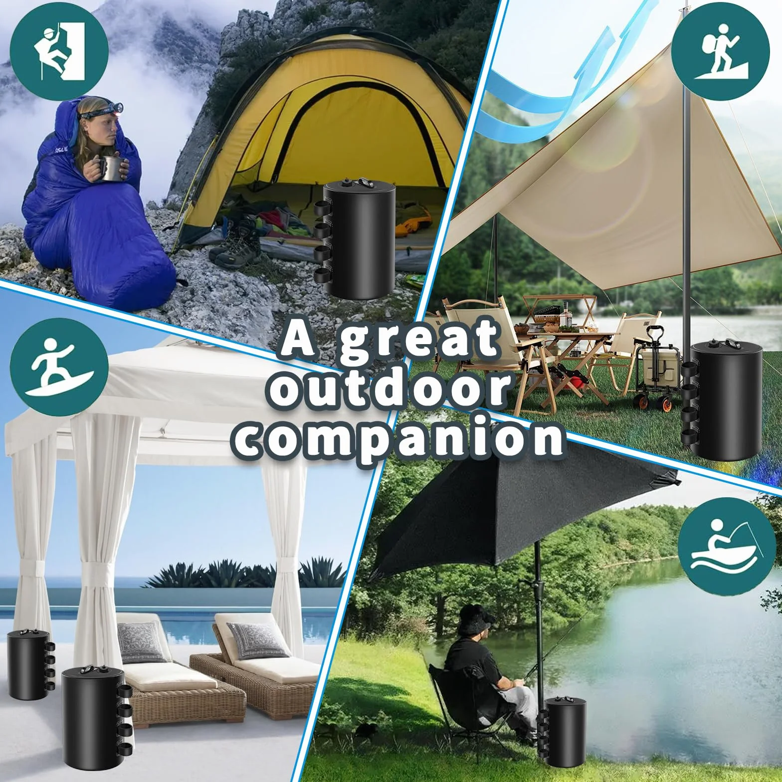 Bolsa de Pesos de Agua con Dosel,Bolsas de Lastre Portátiles 10L,de Grado Industrial, Resistentes, con Doble Costura,Fijación Antiviento para Carpas Pop-Up,Toldos,Pérgolas,Exteriores (Schwarz)