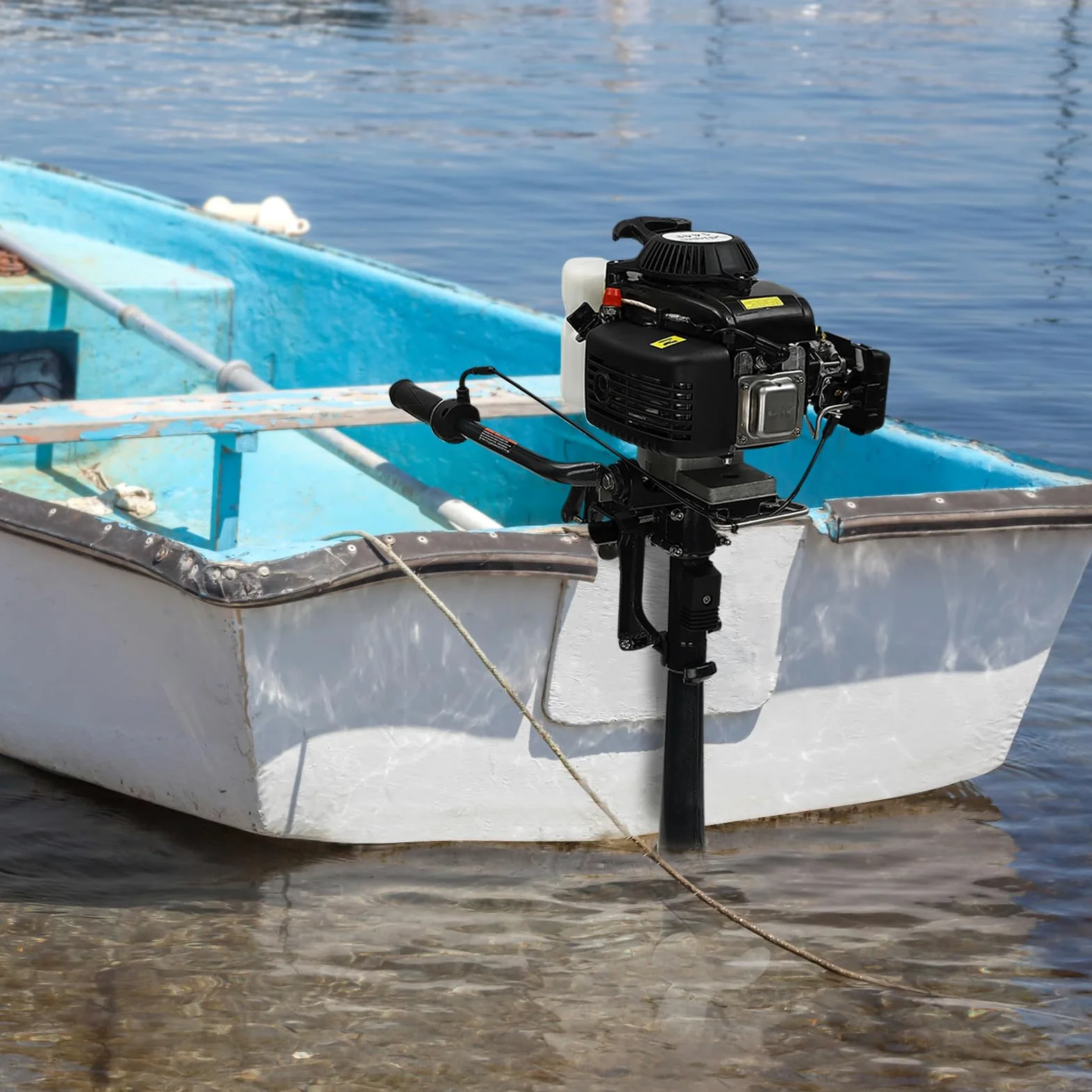 Motor fueraborda de 4 tiempos, motor fueraborda de gasolina 3HP, motor fueraborda de gasolina, arranque y refrigeración por aire, para botes hinchables, barcos de pesca, veleros