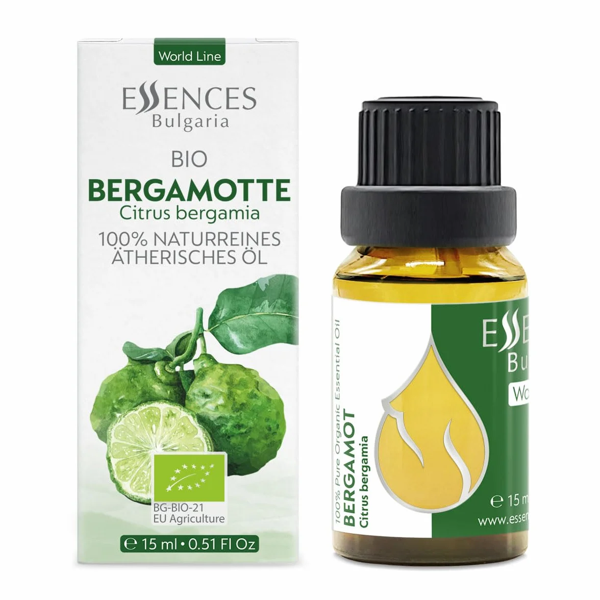 Essences Bulgaria Aceite Esencial de Bergamota Orgánico 15ml 100% Puro Grado Terapéutico Aromaterapia