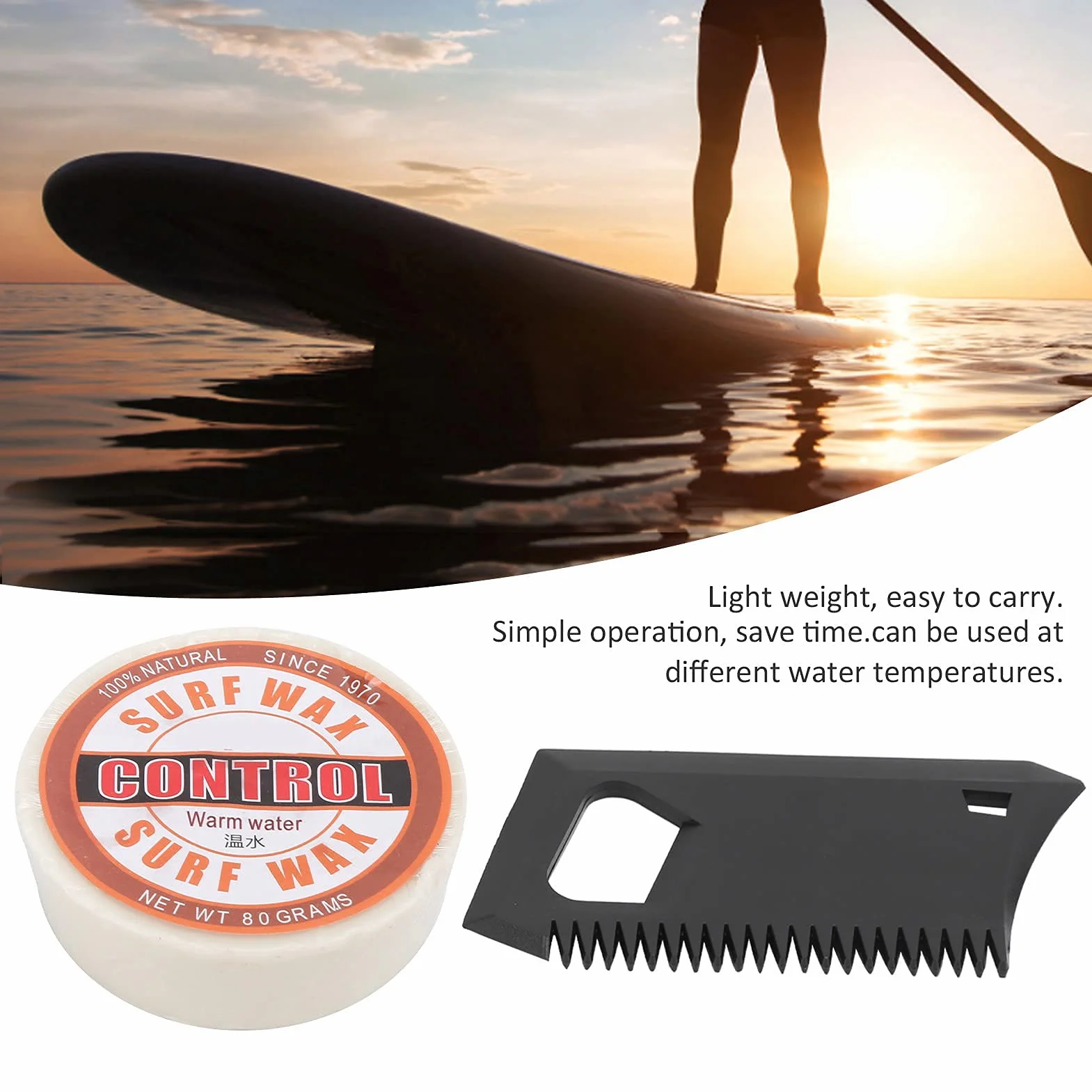 VGEBY Surf Wax Portable Antideslizante Parafina Surf Skateborad Wax Tabla de Surf Accesorio con Peine de Cera