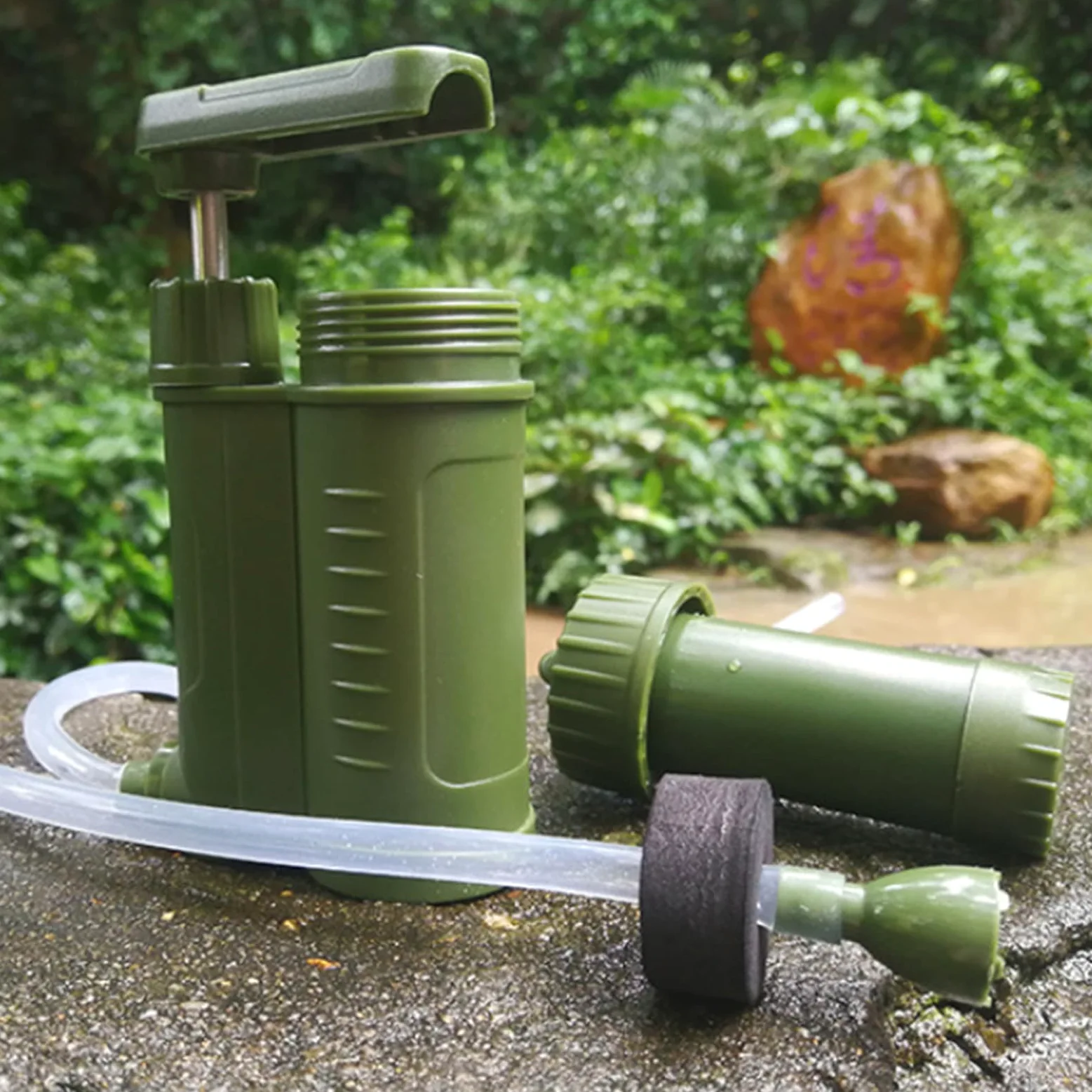 Filtro de agua portátil: purificación potable de emergencia | diseño compacto y fiable, gran capacidad de carga | supervivencia para actividades al aire libre, caza, mochilero, viajes