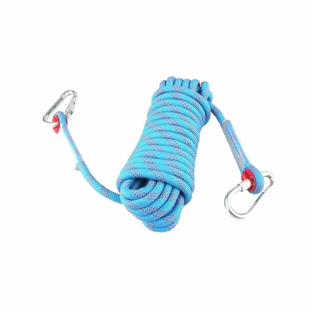 Cuerda Escalada De Seguridad Nylon Cuerdas Rescate con 2 Mosquetón para Usos Al Aire Libre Camping Exterior Montañismo