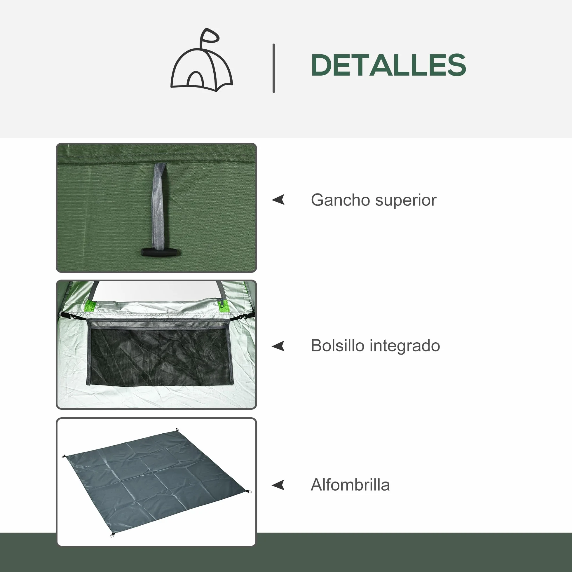 Outsunny Tienda de Ducha Instantánea Pop-Up Portátil con Bolsillo Bolsa Transporte UV 20+ 126x124x189 cm