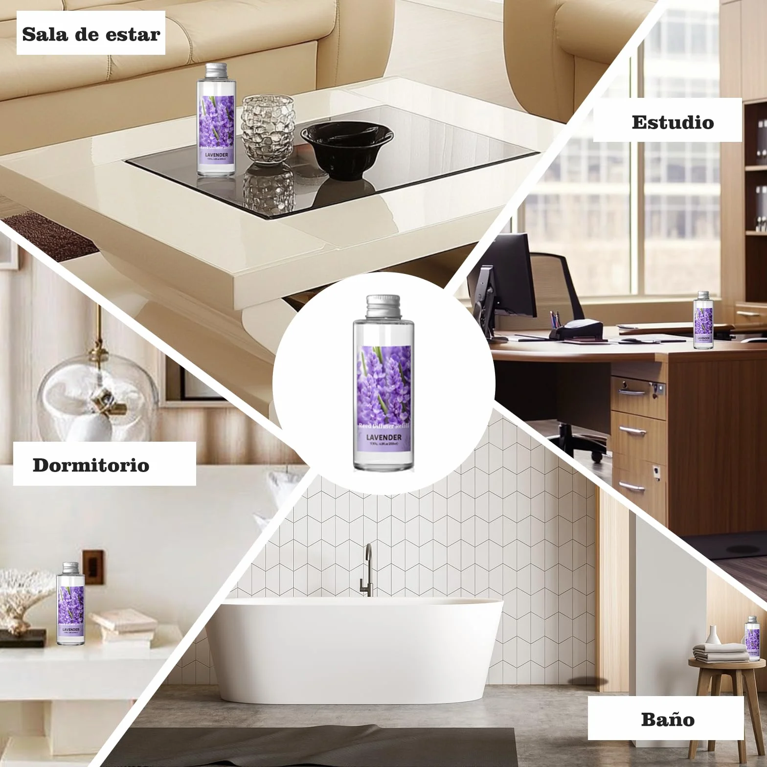 SCENTORINI Difusor de Fragancia Lavanda 200ML Recambio Aceite Esencia Ambientador Hogar