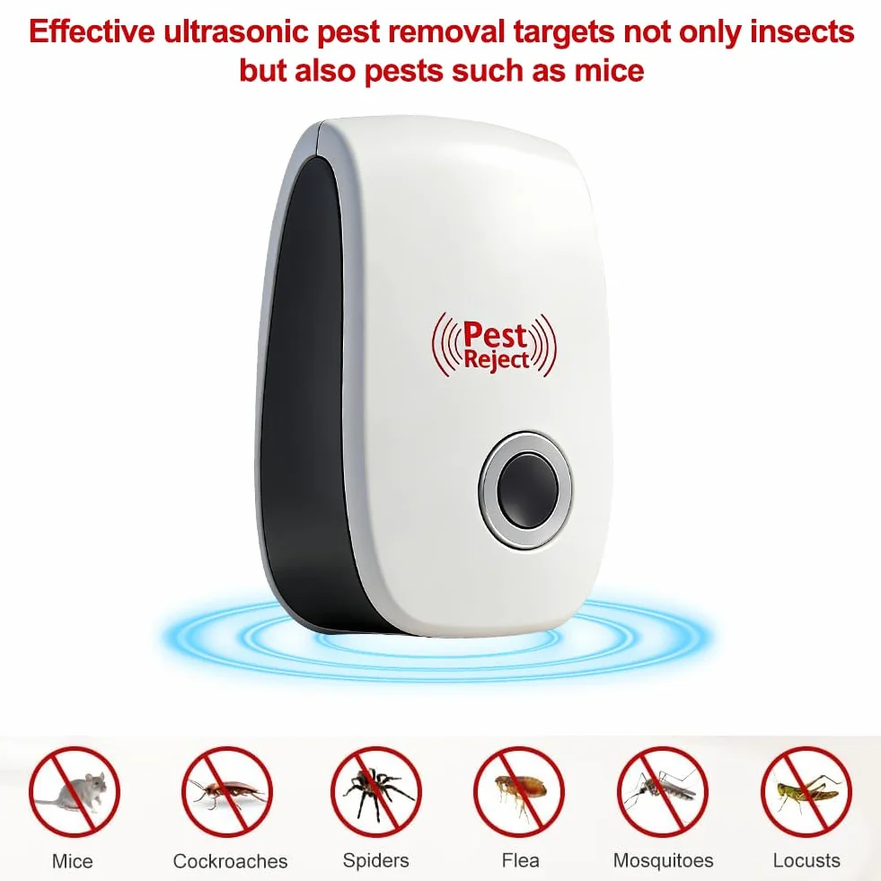 Repelente Ultrasónico de Plagas 4 Piezas, Electrónico para Mosquitos, Ratas, Cucarachas, Ratones, Insectos