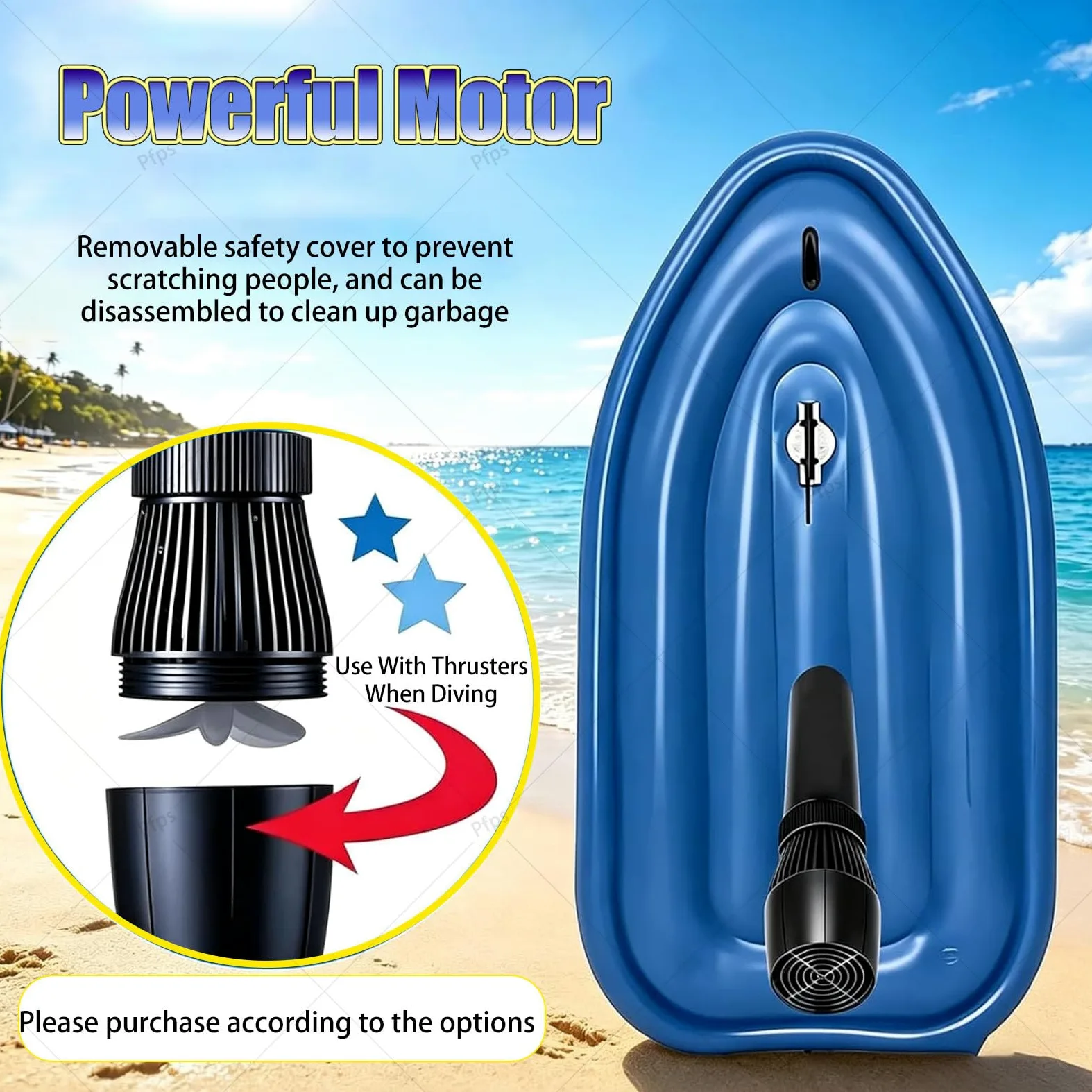 Moto Acuática Eléctrica Hinchable Y Plegable, con Hélice Subacuática De 500 W, Autonomía De 130 Minutos Y Estabilizador Desmontable De Doble Aleta para Practicar Kayak Y Buceo Nothruster