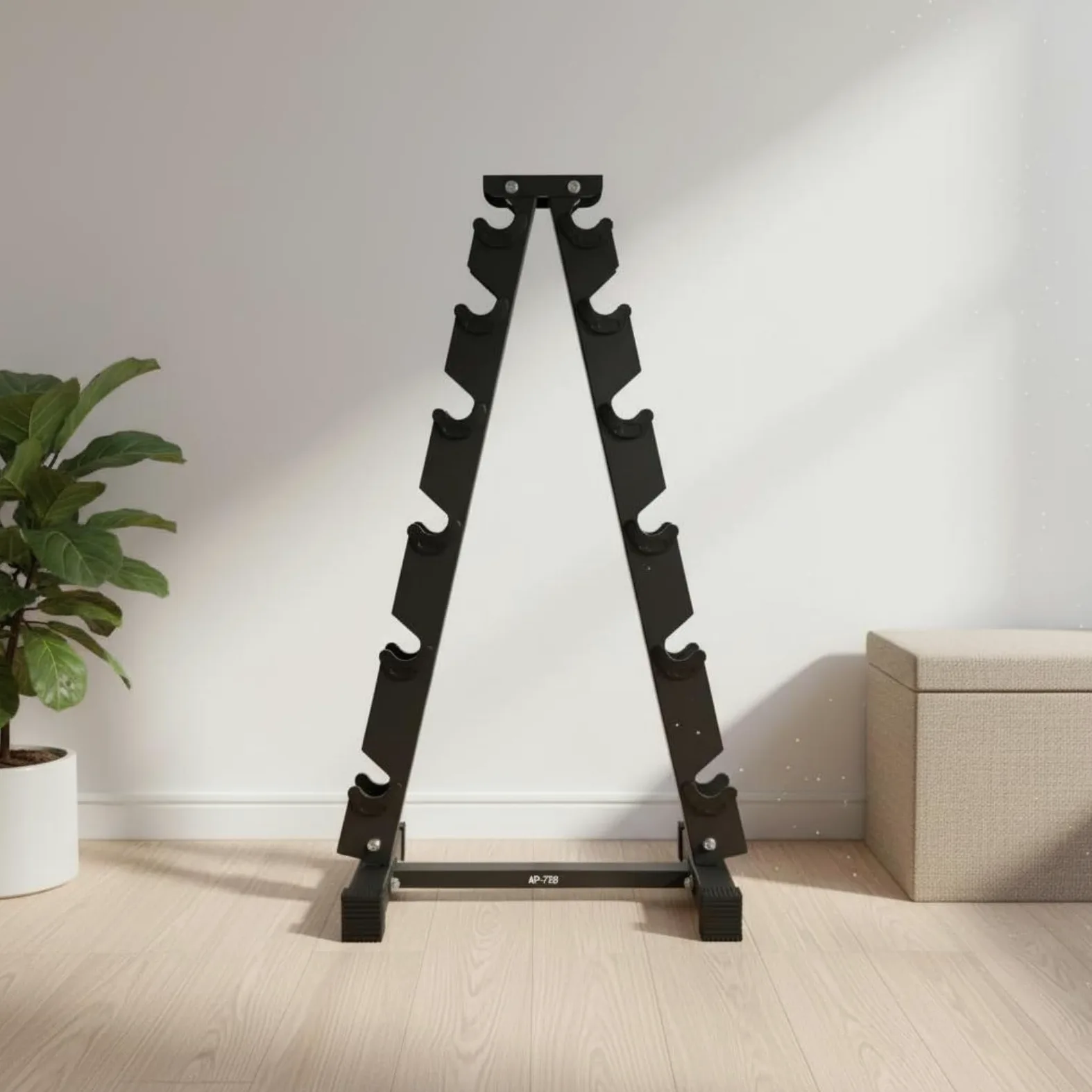 Gralara Soporte para Mancuernas Estantería Pesas Organizador Compacto Rack Hierro 6 Niveles Base Firme Pies Antideslizantes Zona Deporte Adecuado para Gimnasio Doméstico Área de Musculación Garaje