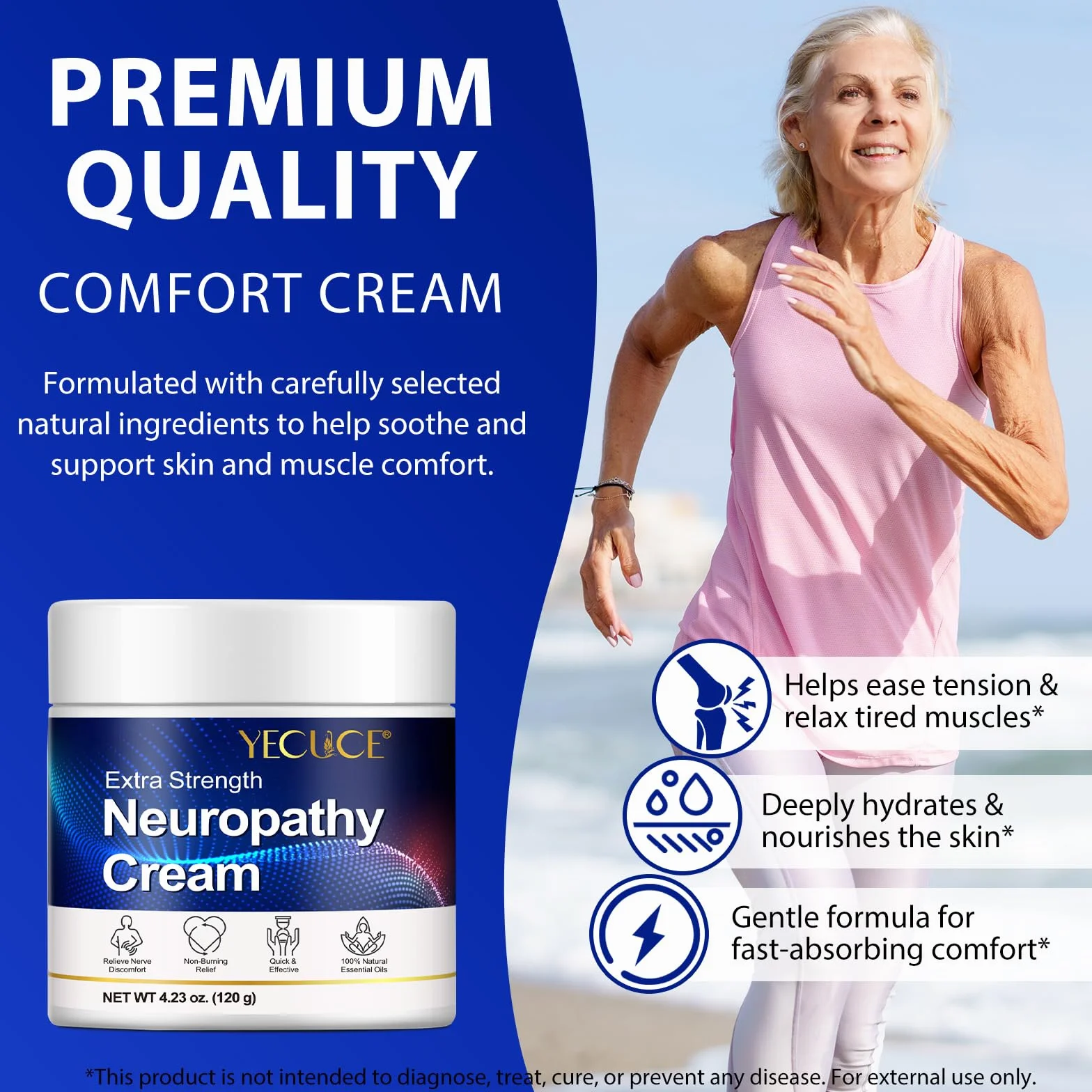 Crema extrafuerte para aliviar la neuropatía 120 g pies manos piernas espalda jengibre
