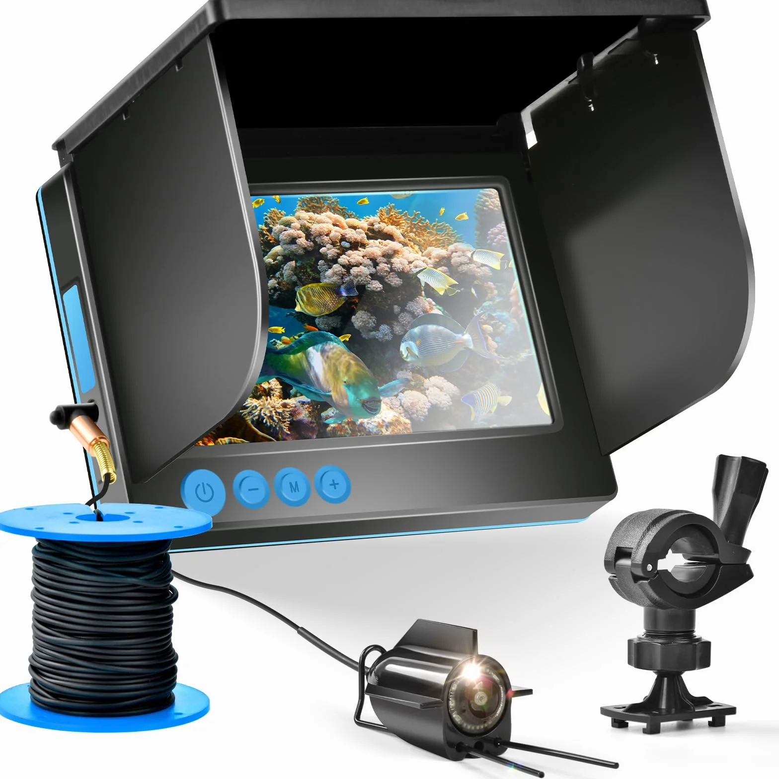 Cámara subacuática de pesca con pantalla IPS de 5 pulgadas, cámara de búsqueda de peces, visión nocturna infrarroja de 220°, visión nocturna infrarroja, resistente al agua, cámara bajo el agua para