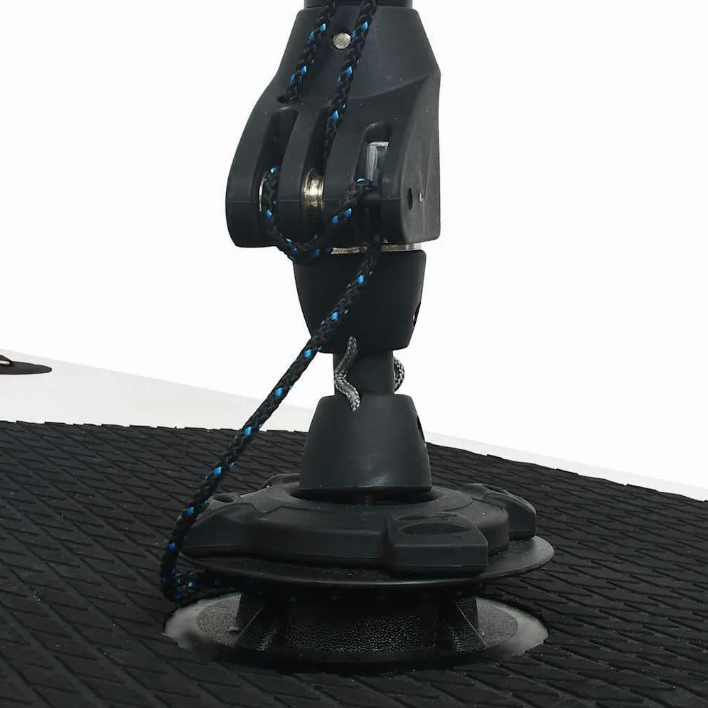 vidaXL Tabla de remo inflable con juego de vela, color blanco y negro