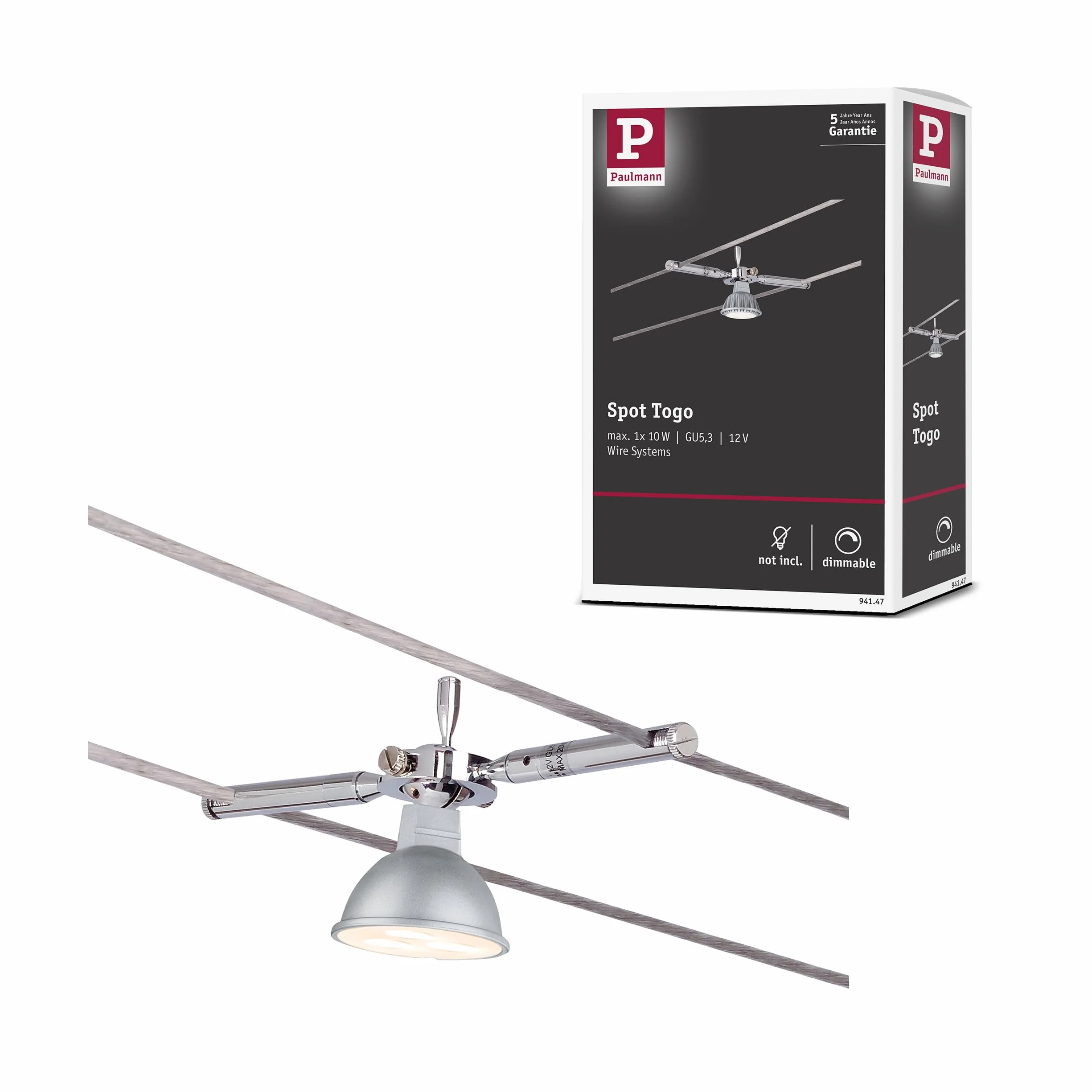 Paulmann Sistema de cable Spot Togo GU5,3 10W 12V Cromo Metal