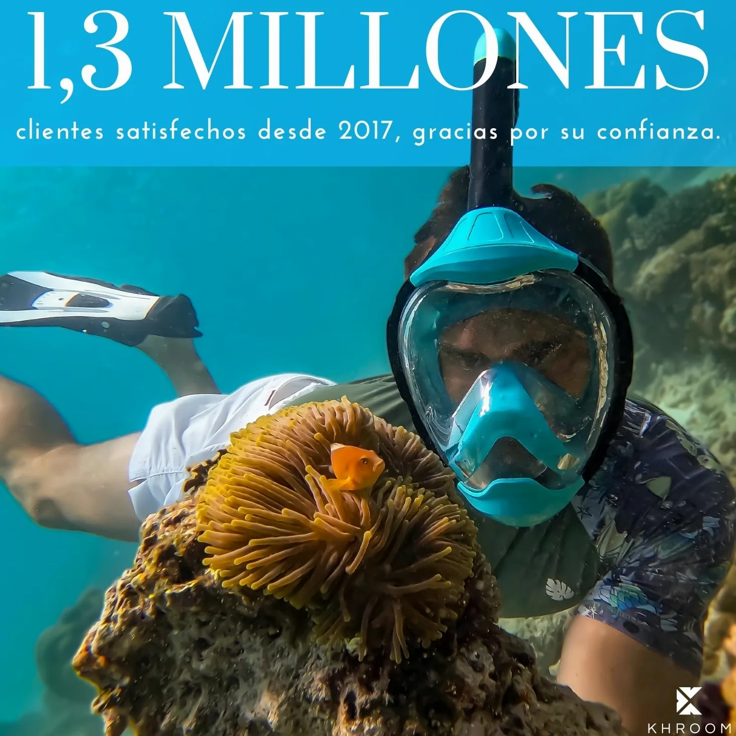 Khroom Máscara de esnórquel para Adultos y niños - Seaview Y | Sin Problemas de CO2 | Máscara Completa para Snorkeling| Equipo de Snorkel con máscara Integral Completa para Adultos S/M Blanco+Case