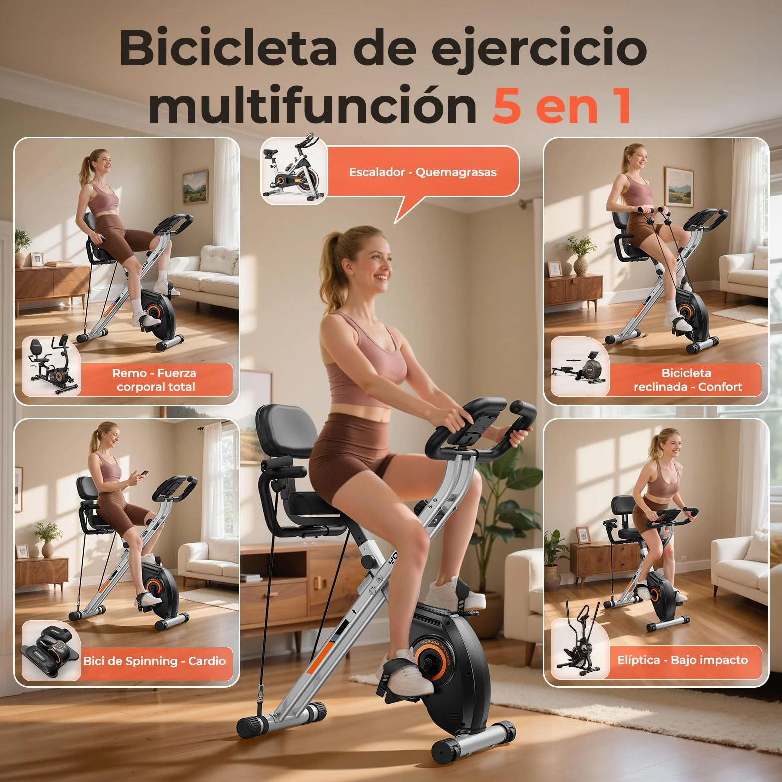 YOSUDA Bicicleta estática plegable, bicicleta estática plegable, bicicleta estática ahorra espacio con banda de resistencia incorporada