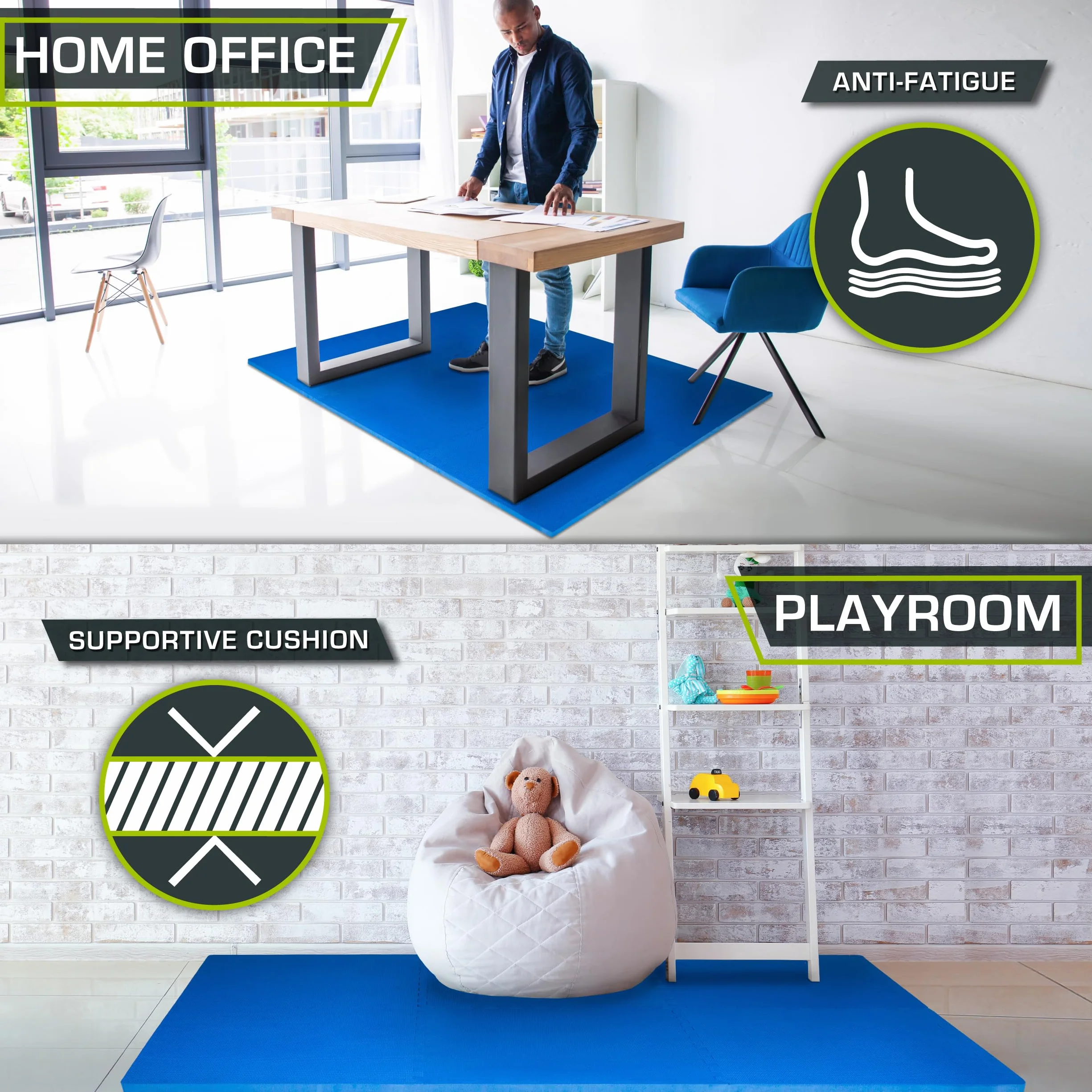 ProsourceFit Extra Thick Puzzle Exercise Mat 3/4” and 1", EVA Foam Interlocking Tiles for Protective, Cushioned Workout Flooring for Home and Gym Equipment