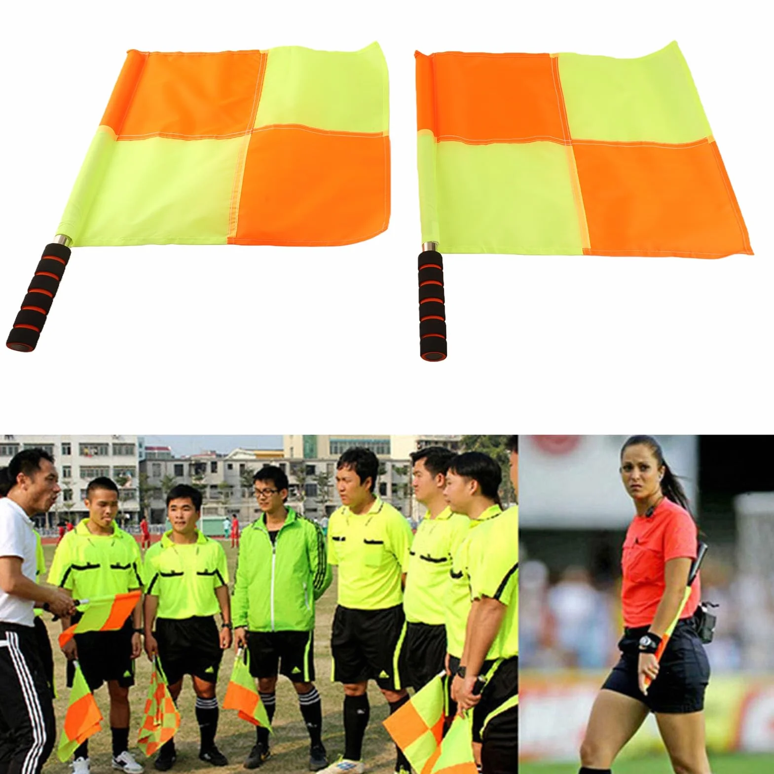 Bandera de árbitro Deportivo, 2 Piezas Bandera de Juez de Línea Tela Impermeable Varilla de Acero Inoxidable de Esponja con Bolsa de Almacenamiento para Entrenamiento de Fútbol,