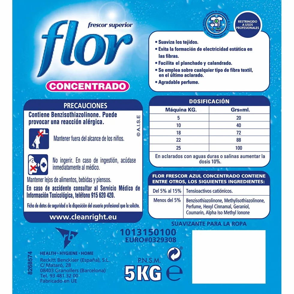 Flor Suavizante para la ropa concentrado aroma azul 250 dosis
