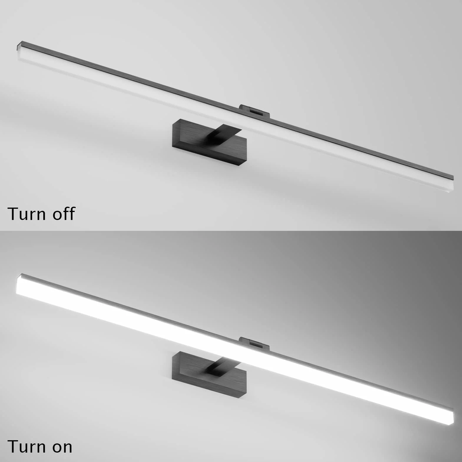 Klighten Lámpara de Espejo Baño 100CM 28W Blanco Frío 6000K 1560LM No-regulable Negro