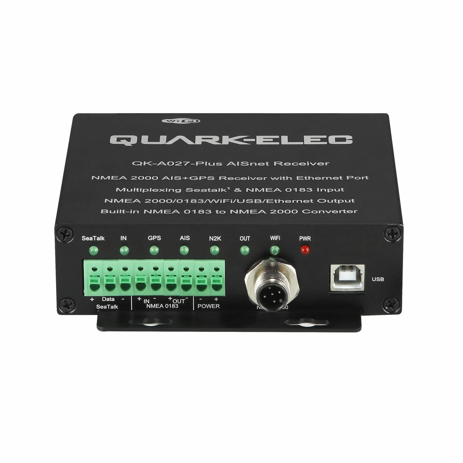QK-A027-plus NMEA 2000 AIS+GPS Receptor con NMEA Multiplexor y Ethernet, N2K, WiFi, salidas USB