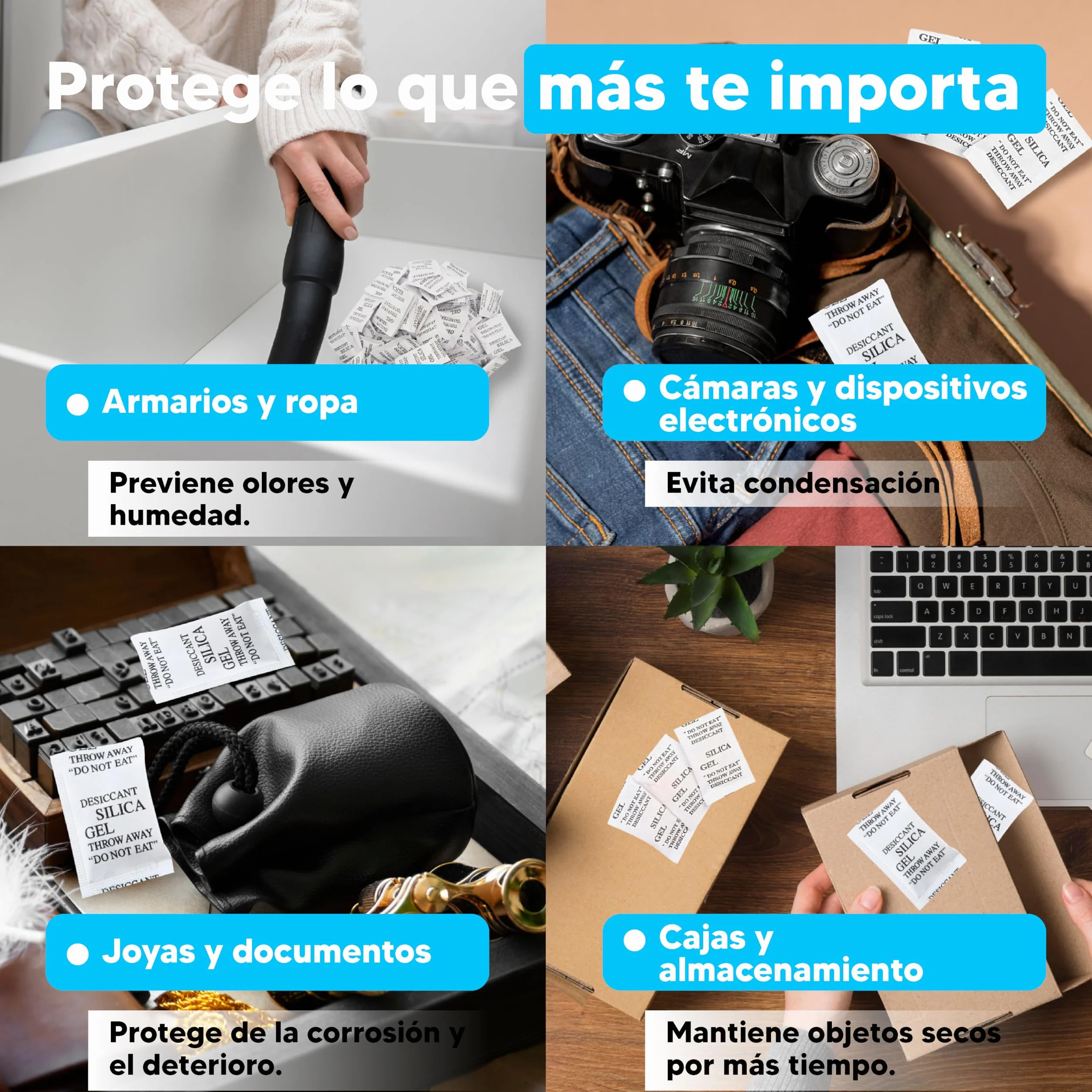 AURETS 150 Bolsas de Gel Antihumedad Sílica Gel para Armarios Zapatos Electrónica